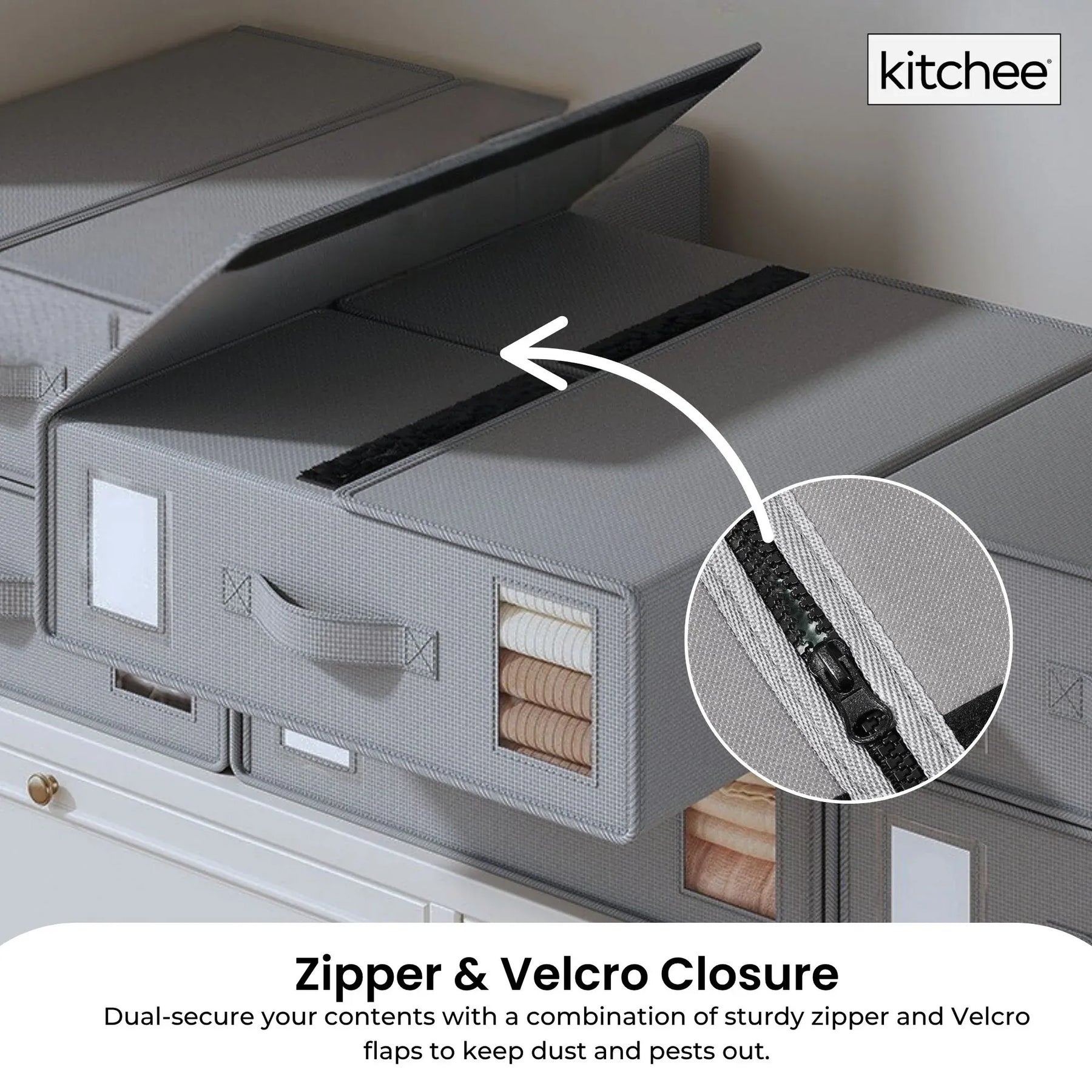 Kitchee Foldable Bed Sheet Storage Box – Grey 1 Pack