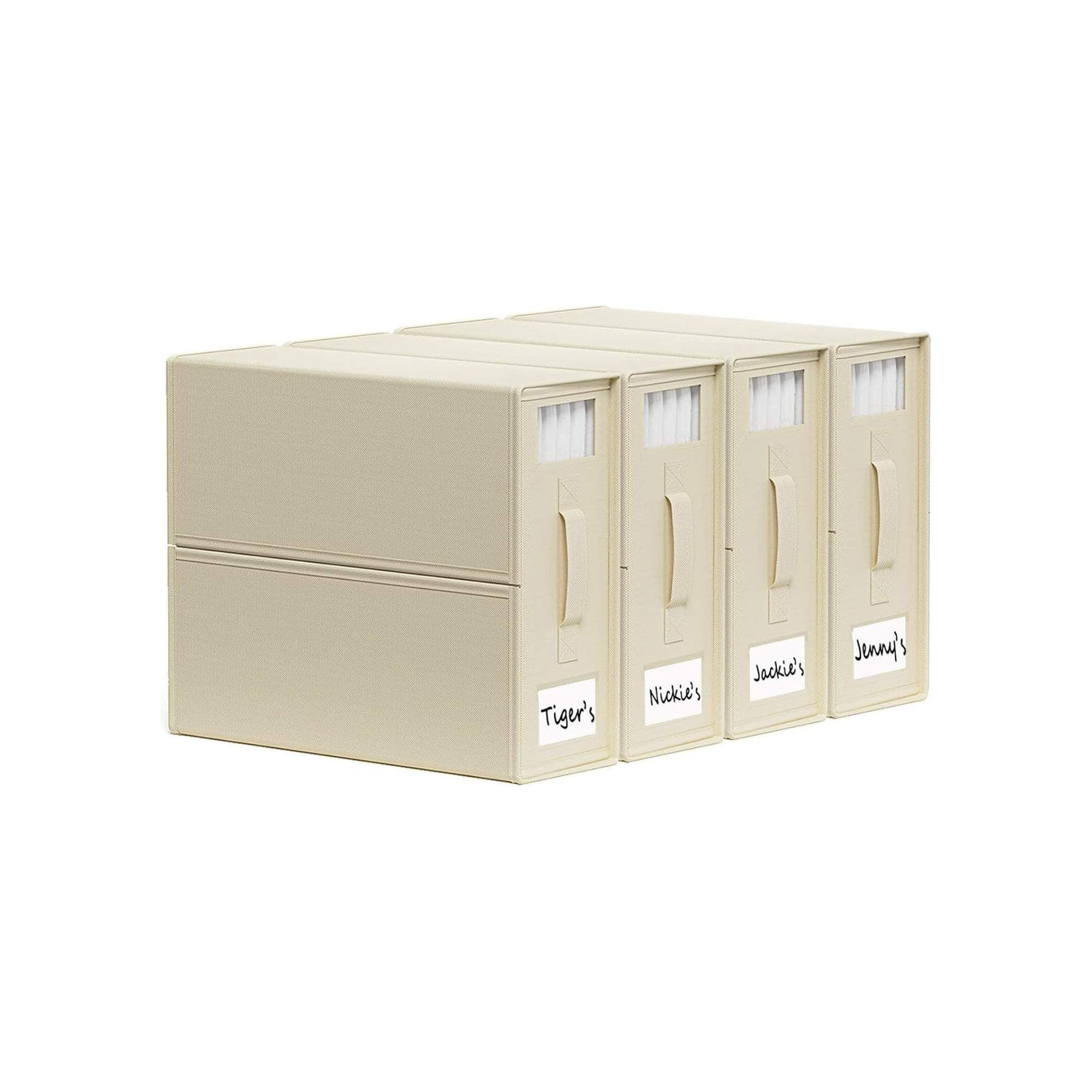 Kitchee Foldable Bed Sheet Storage Box 38x32x12cm Beige - Waterproof, Space-Saving, 4-Pack - SuperSaverAU - view 1