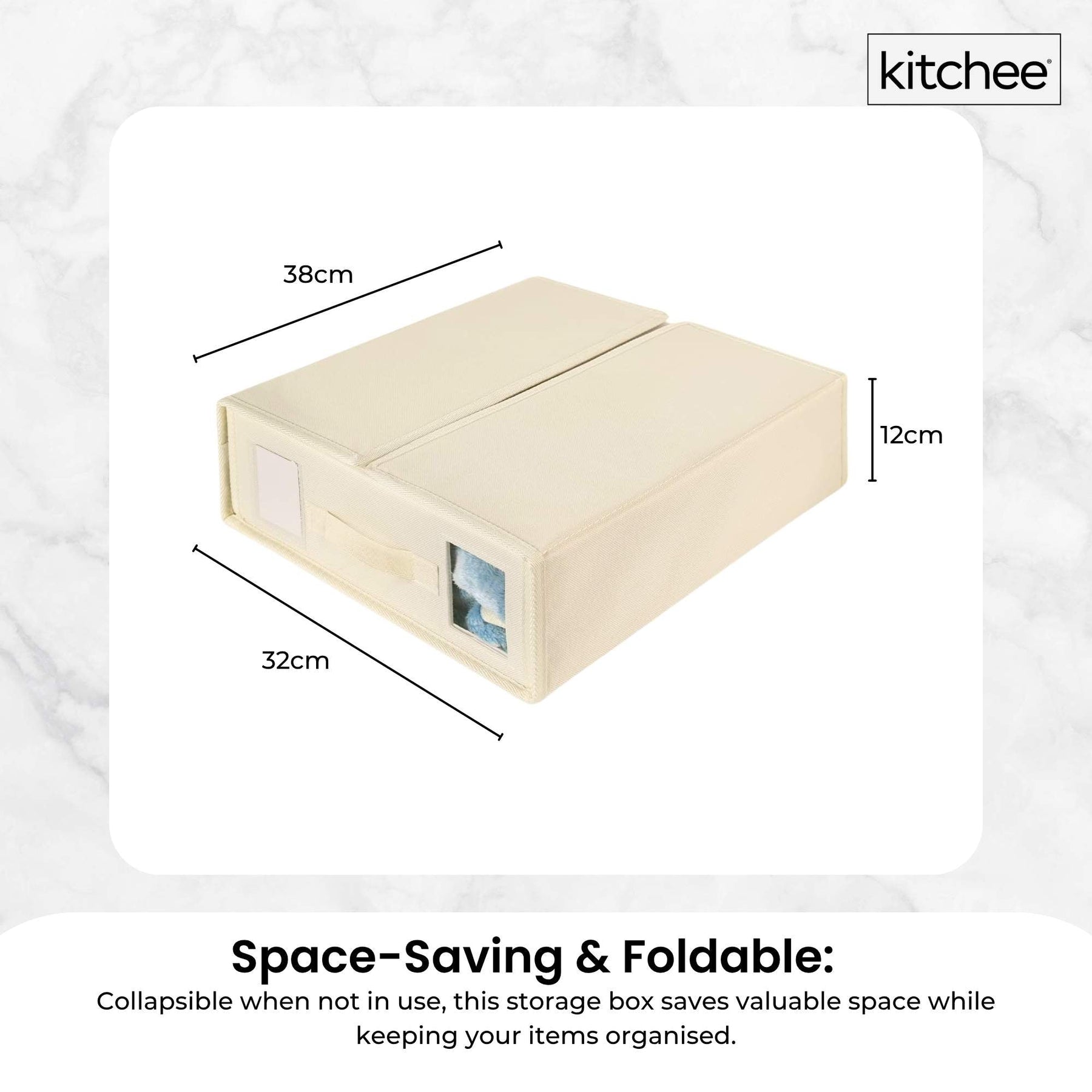 Kitchee Foldable Bed Sheet Storage Box 38x32x12cm Beige - Waterproof, Space-Saving, 4-Pack - SuperSaverAU - view 6
