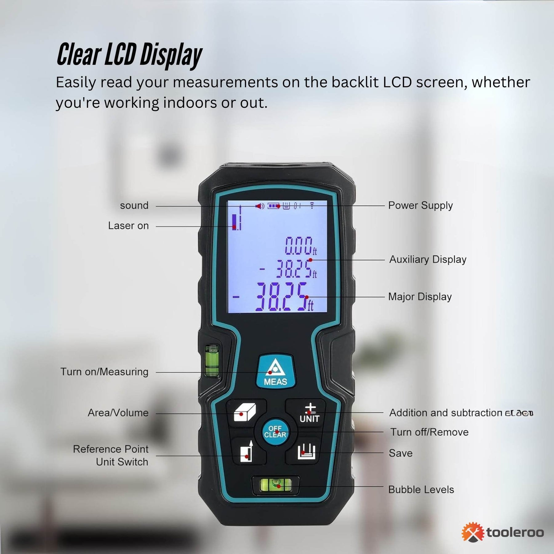 Tooleroo 70m Digital Laser Distance Measurer - LCD Area Volume Meter Tool - SuperSaverAU - view 6