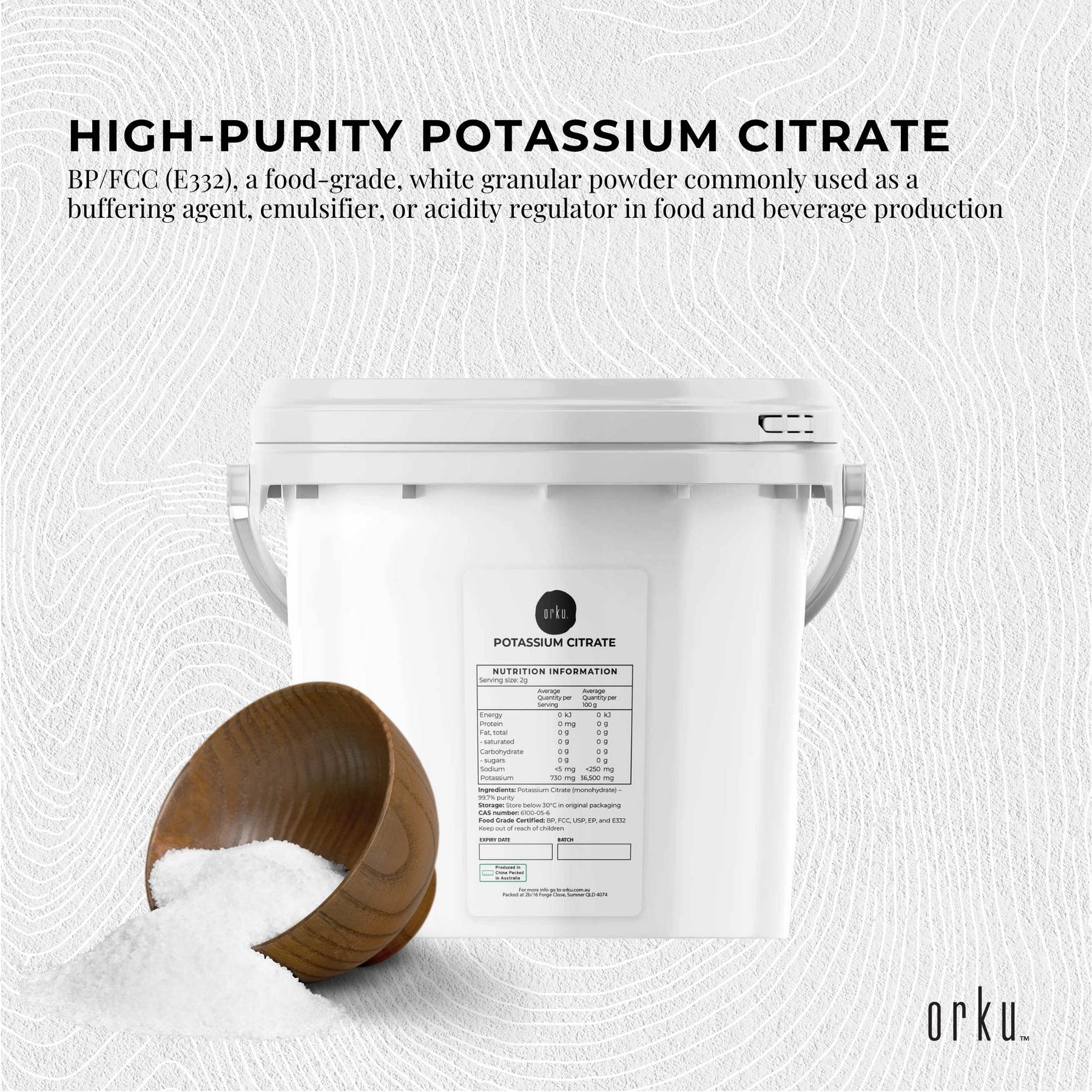 Orku Potassium Citrate 5Kg - Food Grade Buffering Agent E332 - SuperSaverAU - view 3