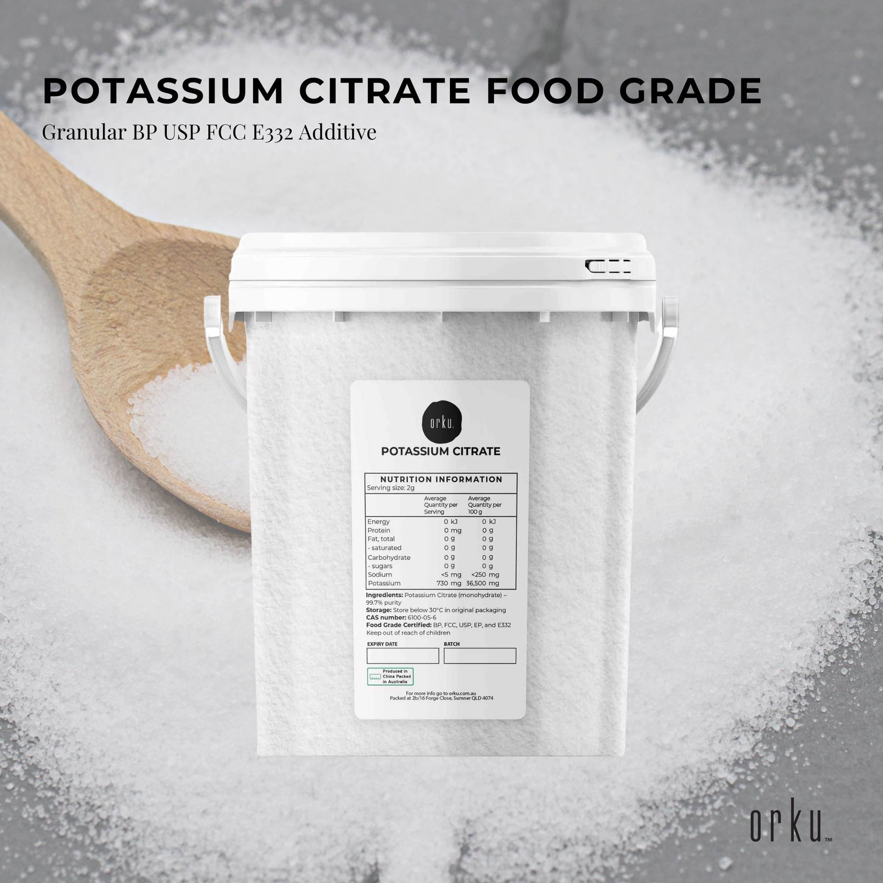 Orku 1.3Kg Potassium Citrate Food Grade Granular E332 - SuperSaverAU - view 2