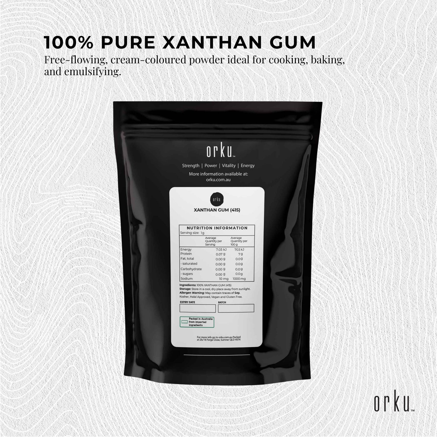 Orku 100g Xanthan Gum Thickener Pure Fine Powder 200 Mesh FCC E415 Food Additive - SuperSaverAU - view 3