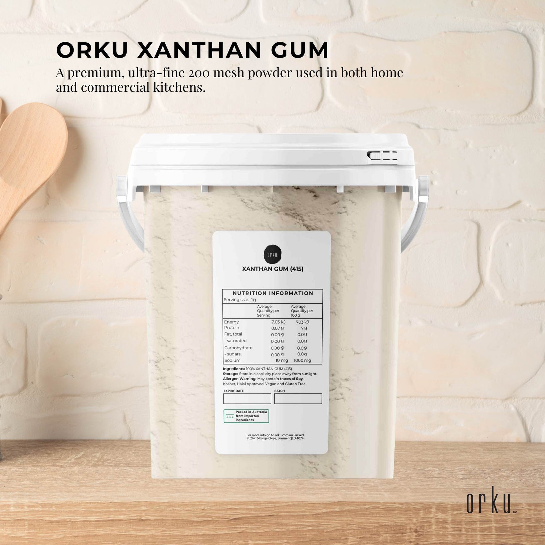 Orku 600g Xanthan Gum Thickener Pure Powder 200 Mesh FCC E415 Food Additive TUB - SuperSaverAU - view 2