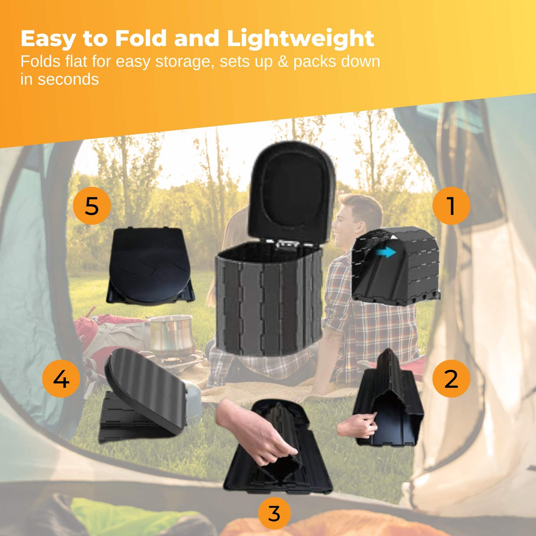 Social Hike Portable Folding Camping Toilet - Lightweight Compact Design - SuperSaverAU - view 4