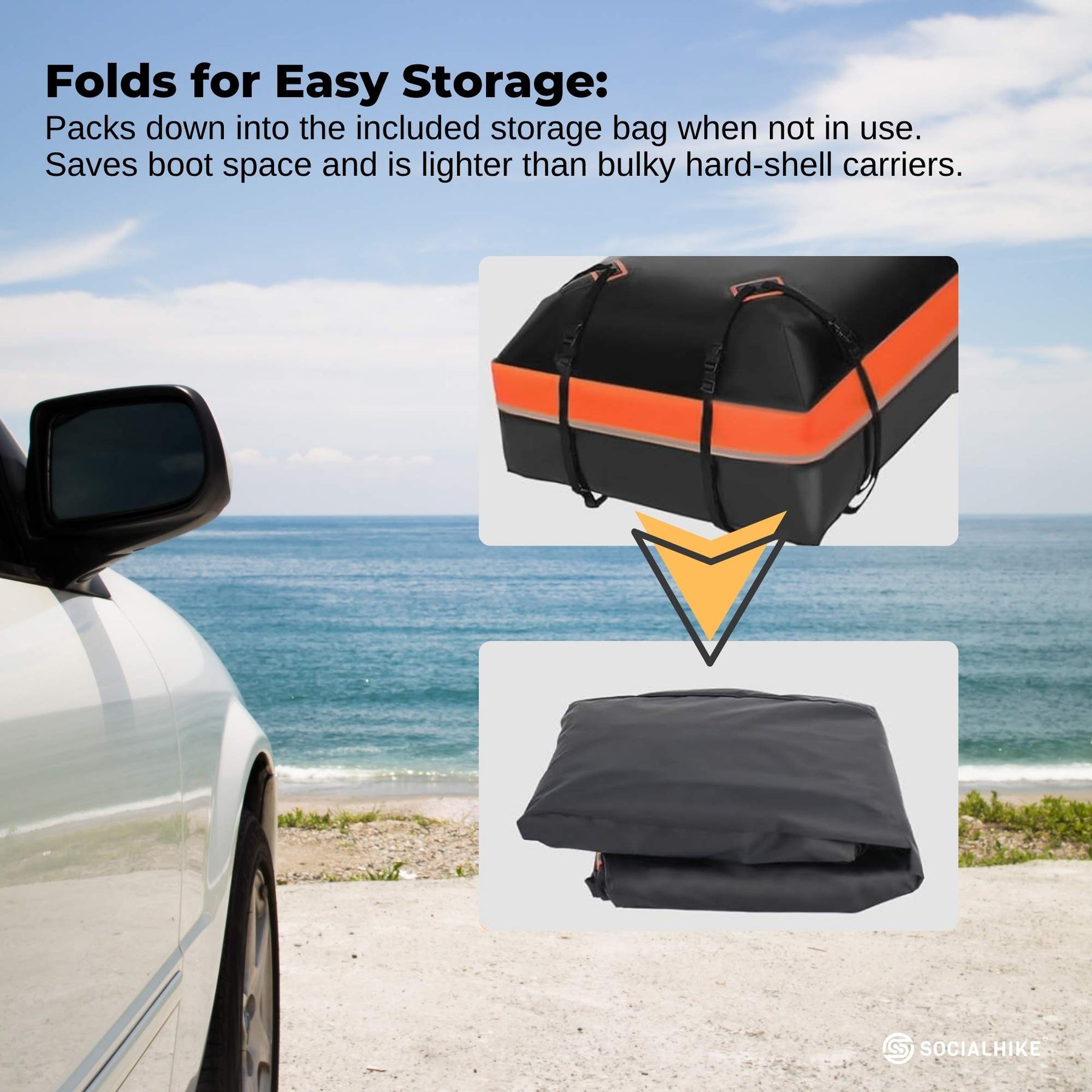 Social Hike 428L Waterproof Car Rooftop Storage Carrier Bag - SuperSaverAU - view 8
