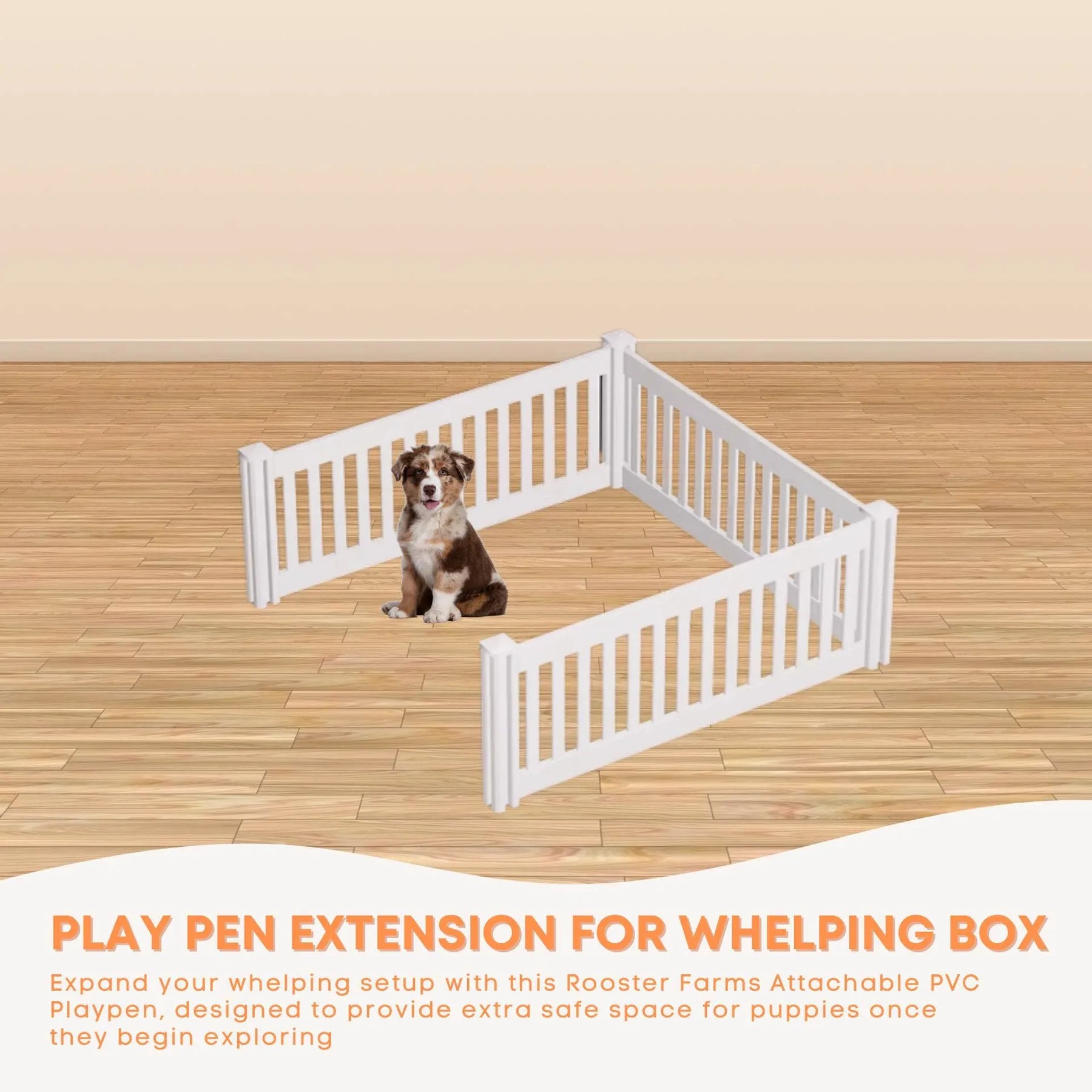 Rooster Farms PVC Dog Play Pen Extension - 0.95m White