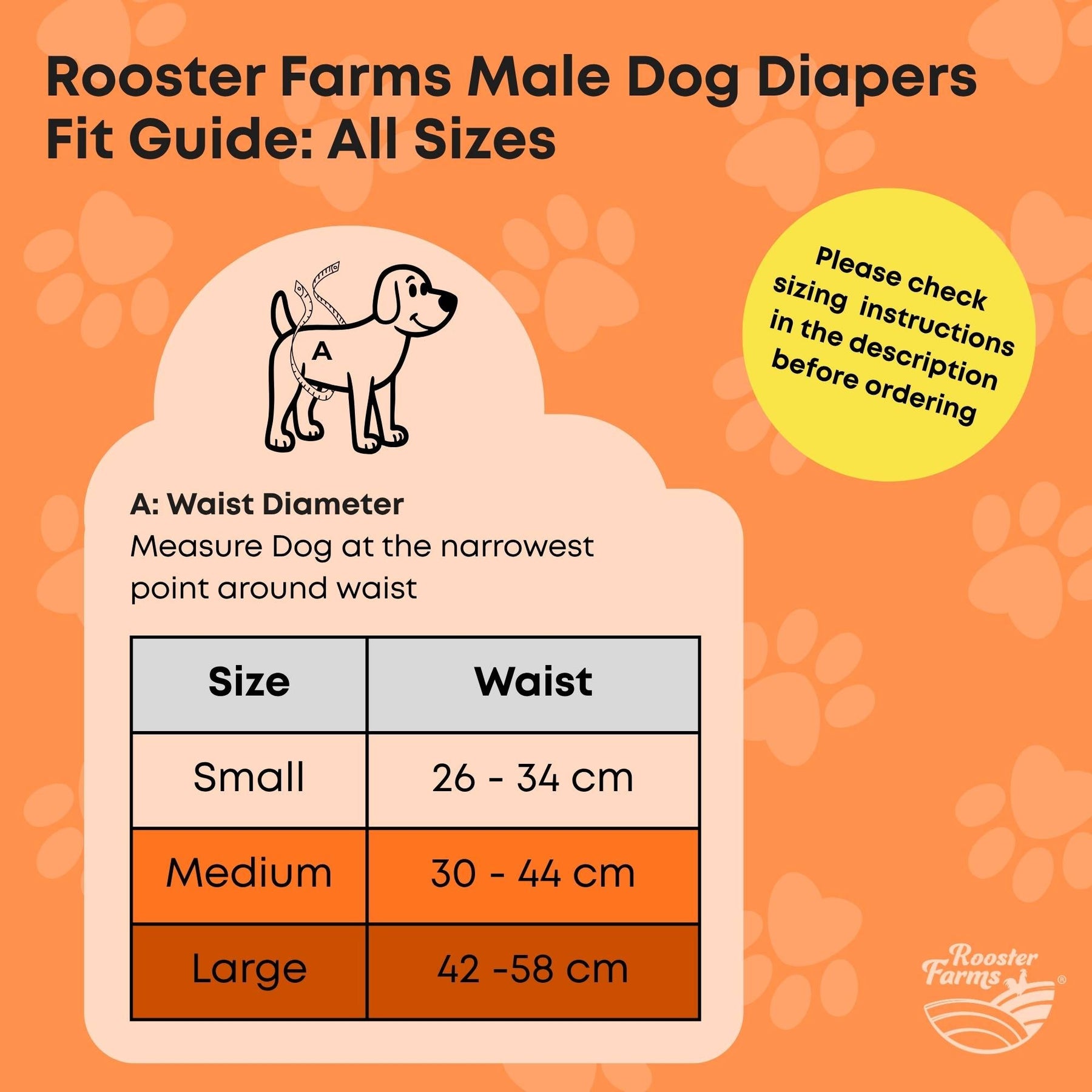 Rooster Farms Male Dog Diapers Small 3-Pk Washable Reusable Nappies - SuperSaverAU - view 2