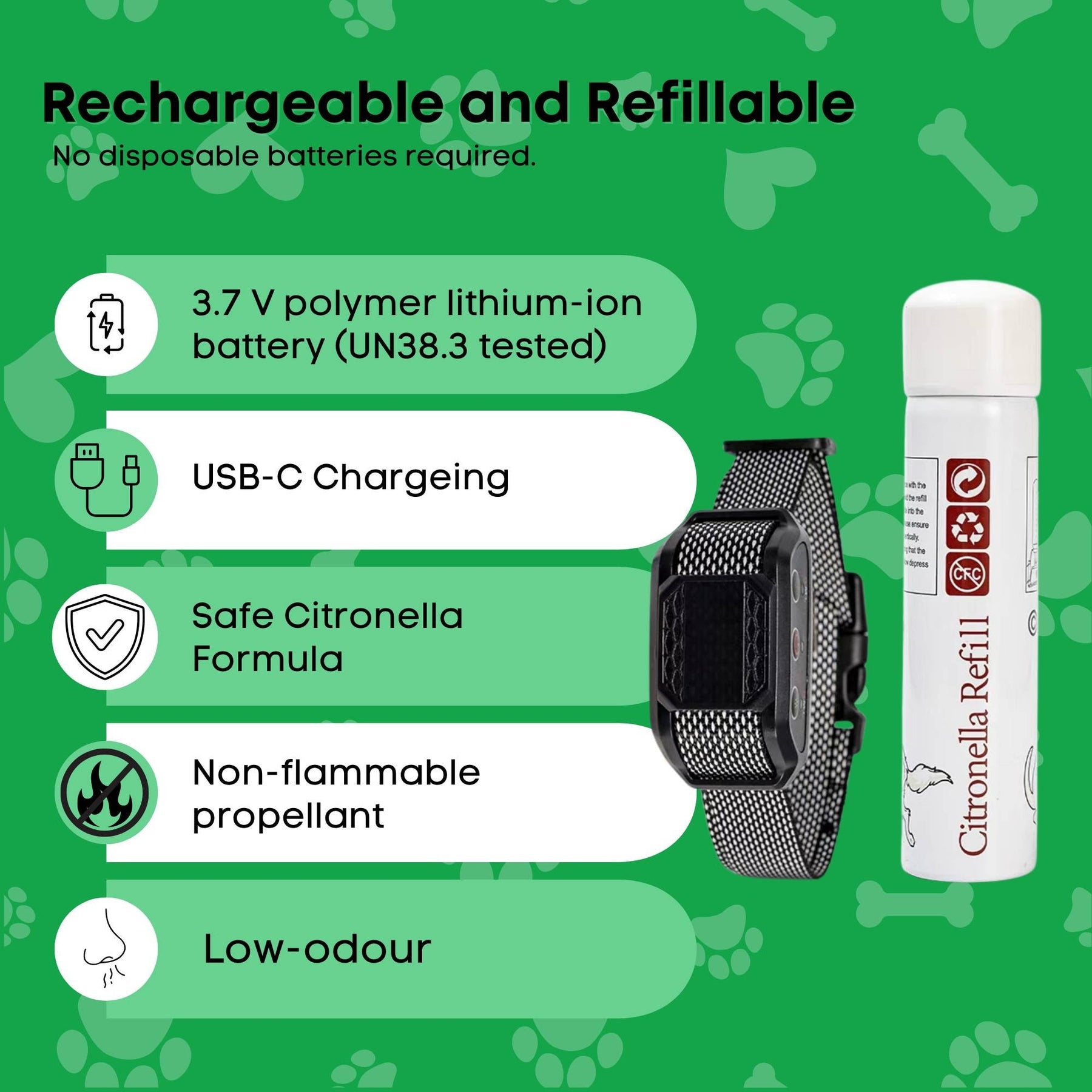 Rooster Farms Citronella Dog Bark Training Collar with Sound