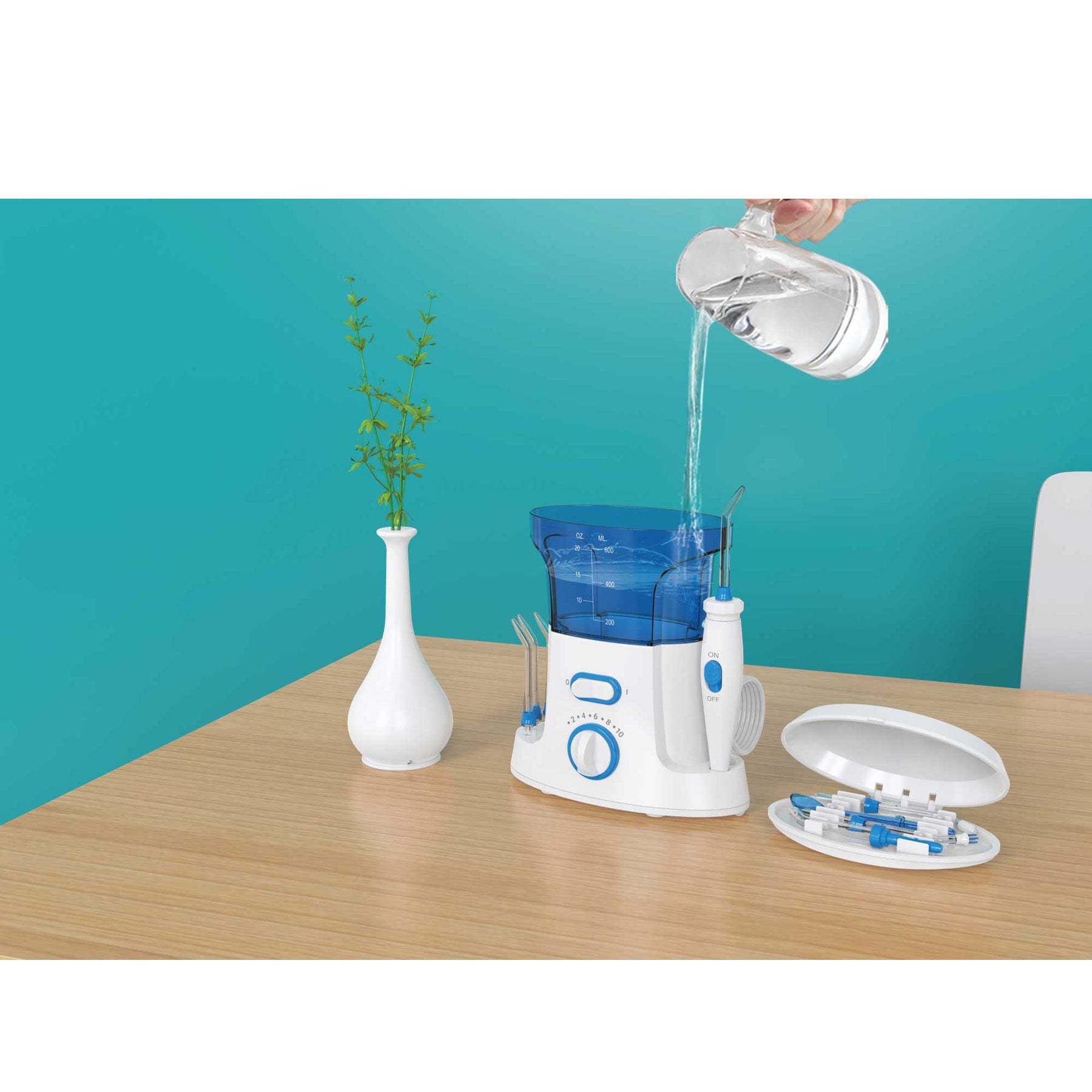 600ml Electric Dental Water Flosser Teeth Irrigator 10 Pressure Settings 7 Tips - SuperSaverAU - view 5