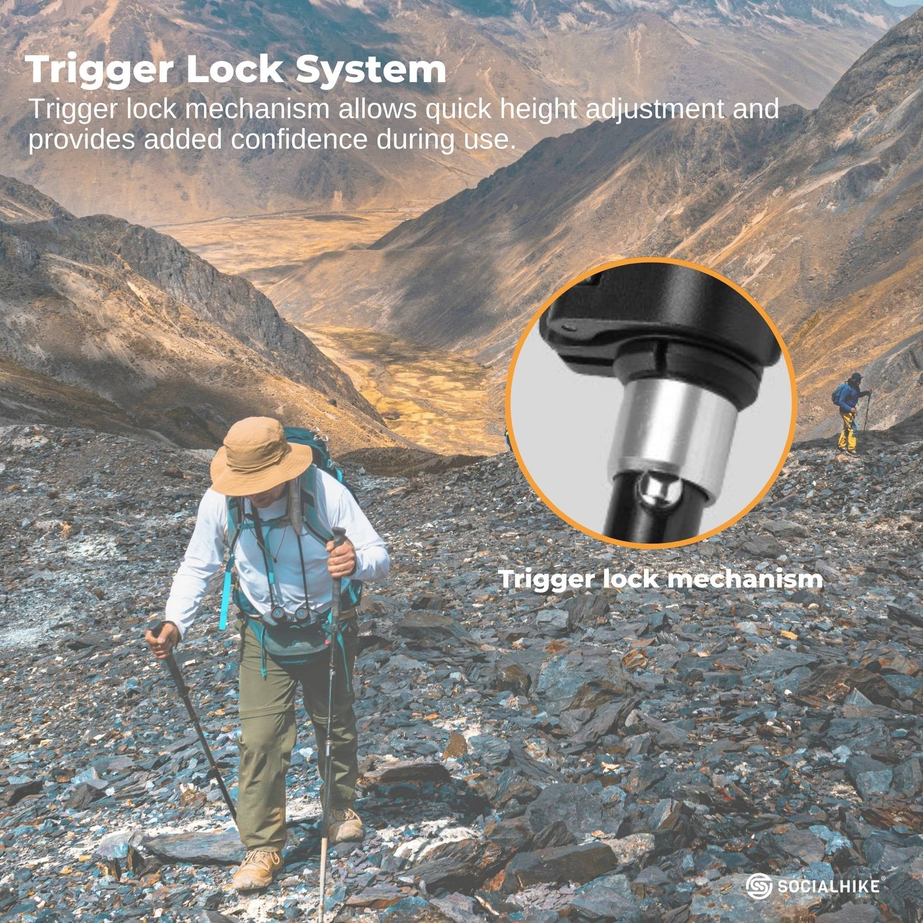 Social Hike Adjustable Trekking Poles Set - 2 Pack