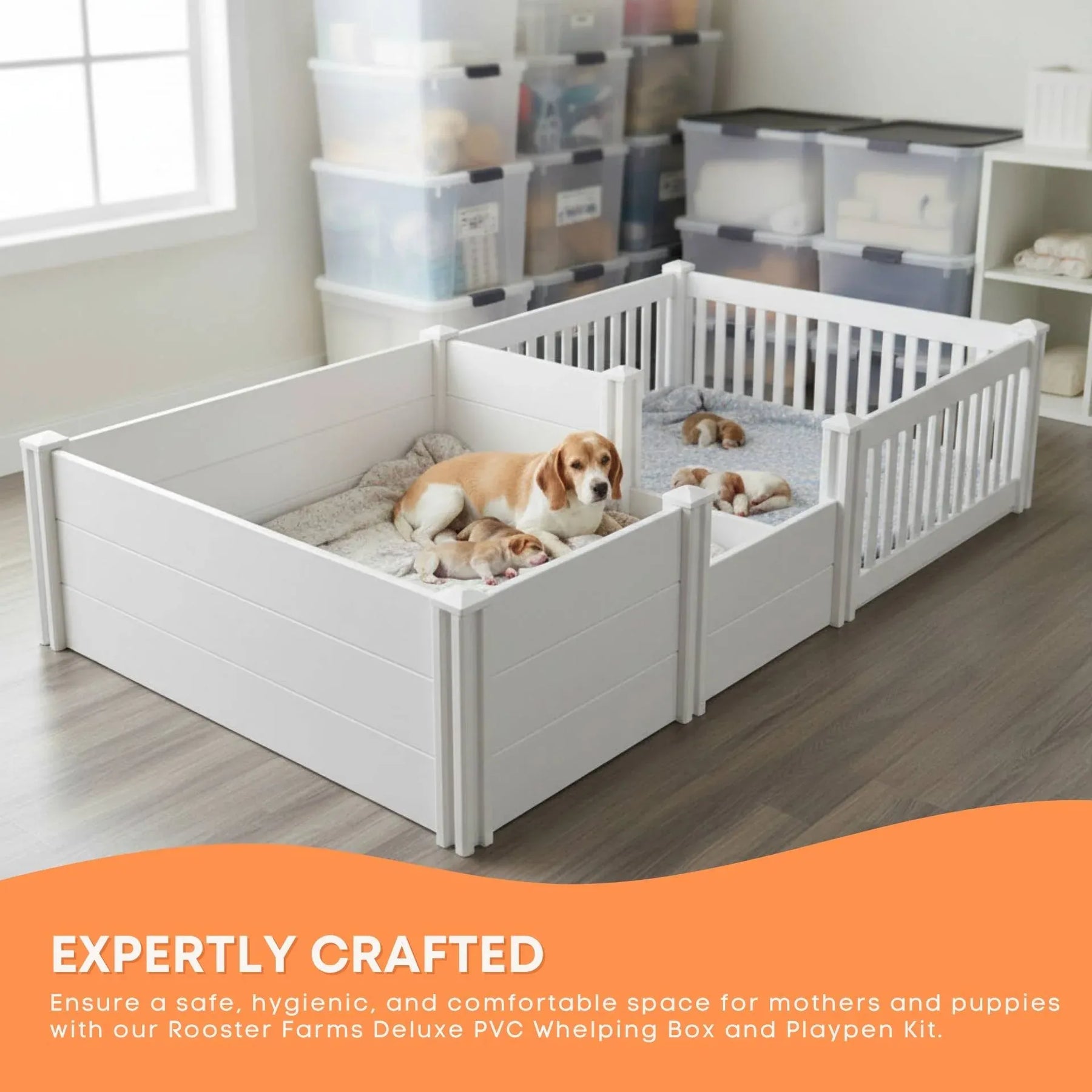 Rooster Farms PVC Dog Whelping Box & Playpen Kit - 2.96m x 1.48m
