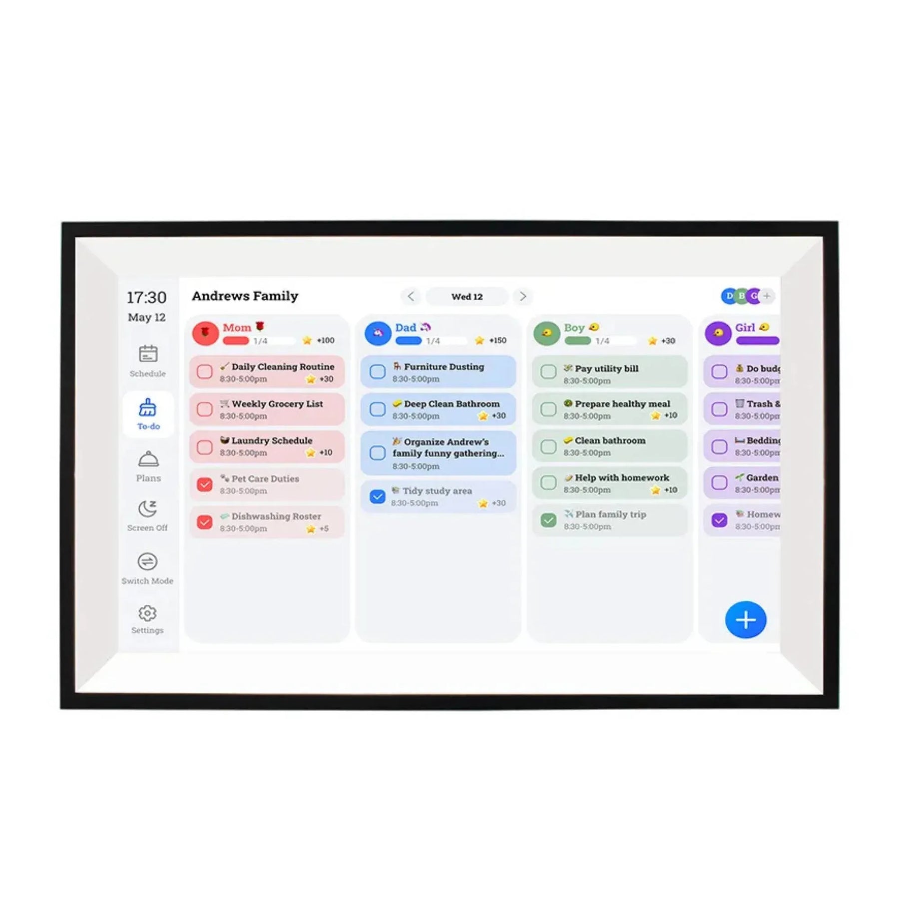 Kitchee Digital Calendar Smart Family Planner – Black 15.6 Inch Touchscreen
