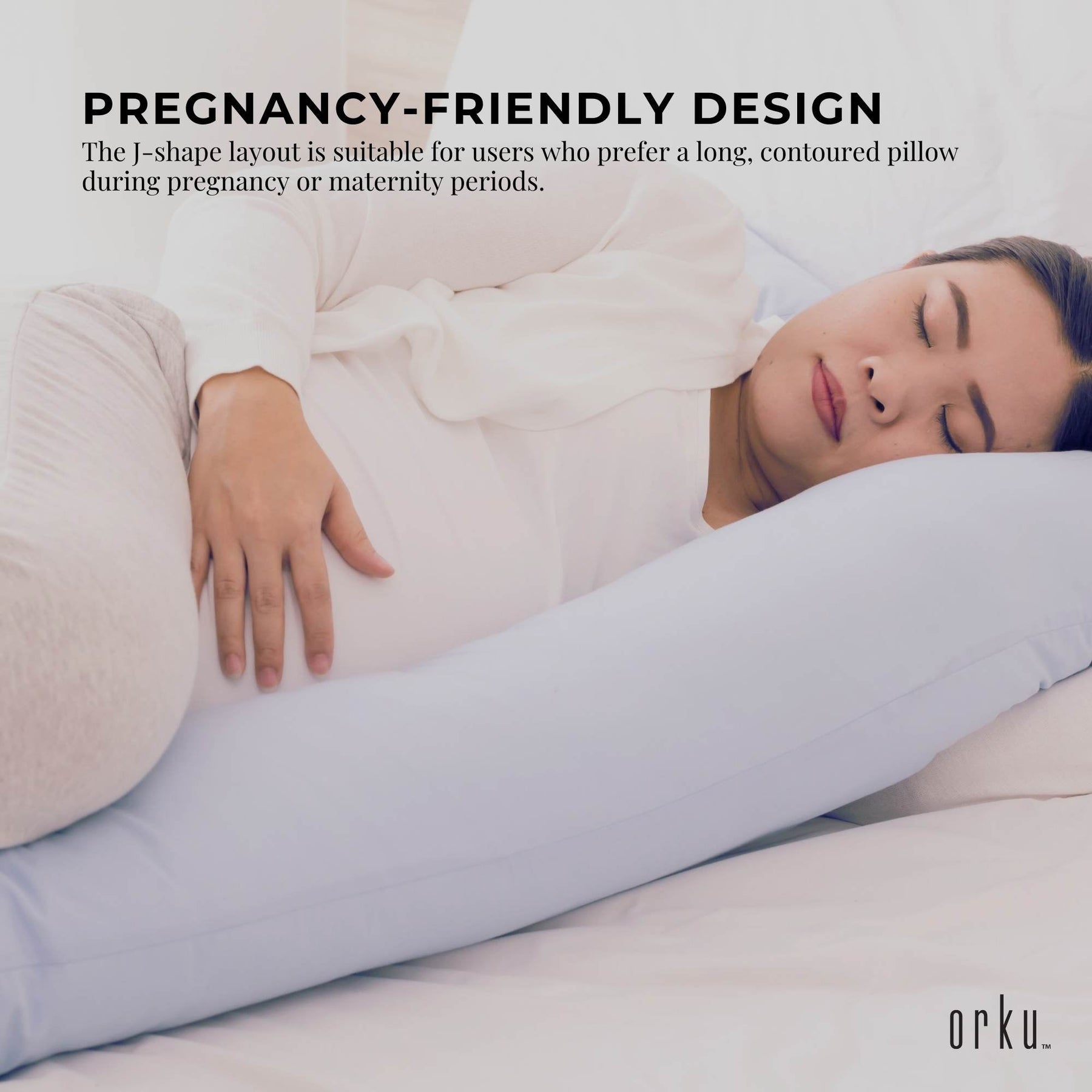 Orku Maternity Pregnancy Pillow – Grey J-Shape Full Body Support