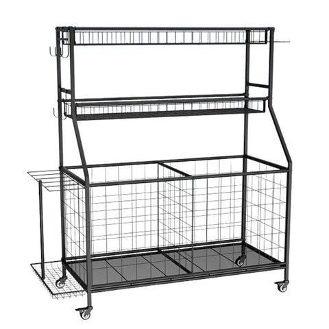 Social Hike Sports Equipment Storage Organiser Trolley with Wheels - Black
