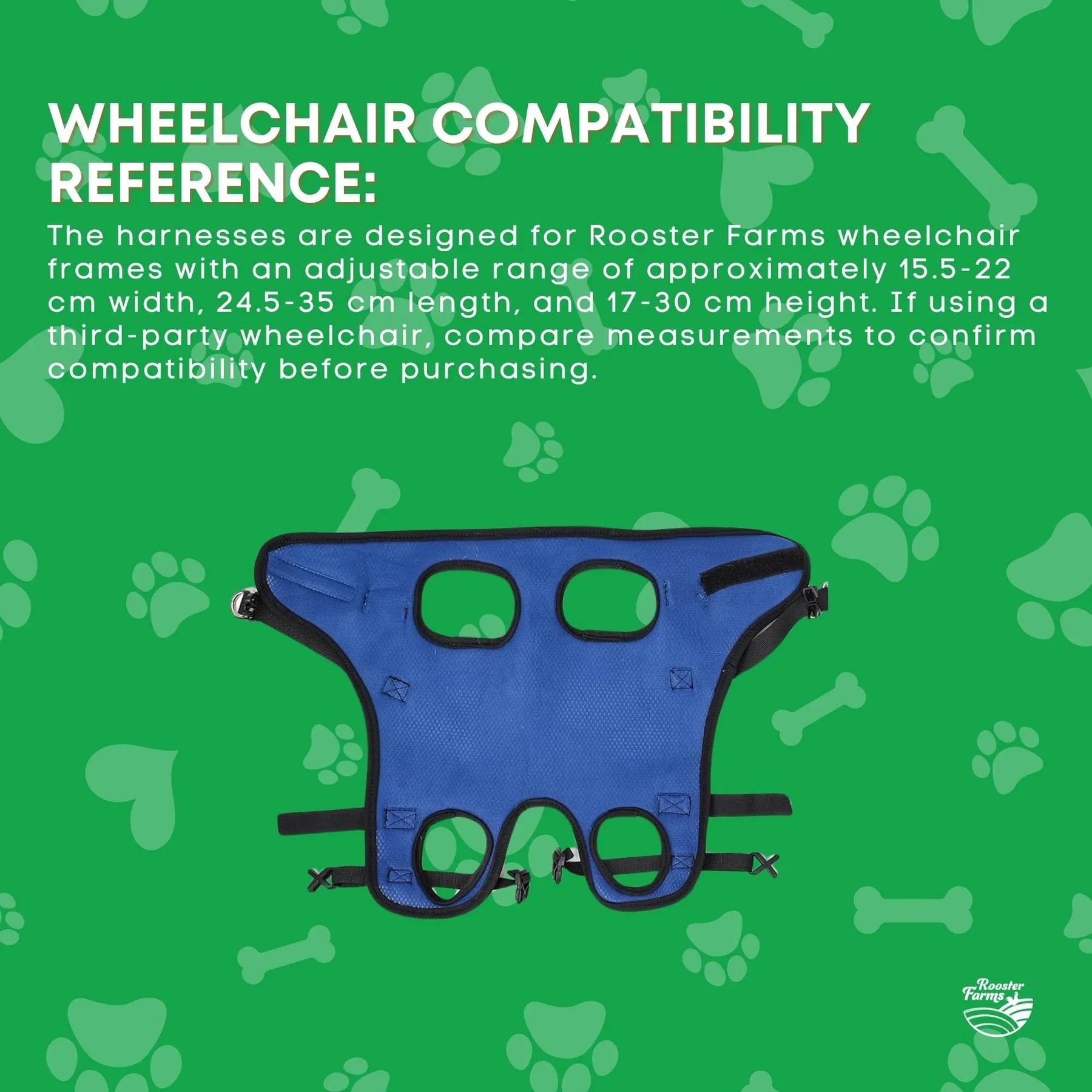 Rooster Farms Dog Wheelchair Replacement Harness Adjustable - XS