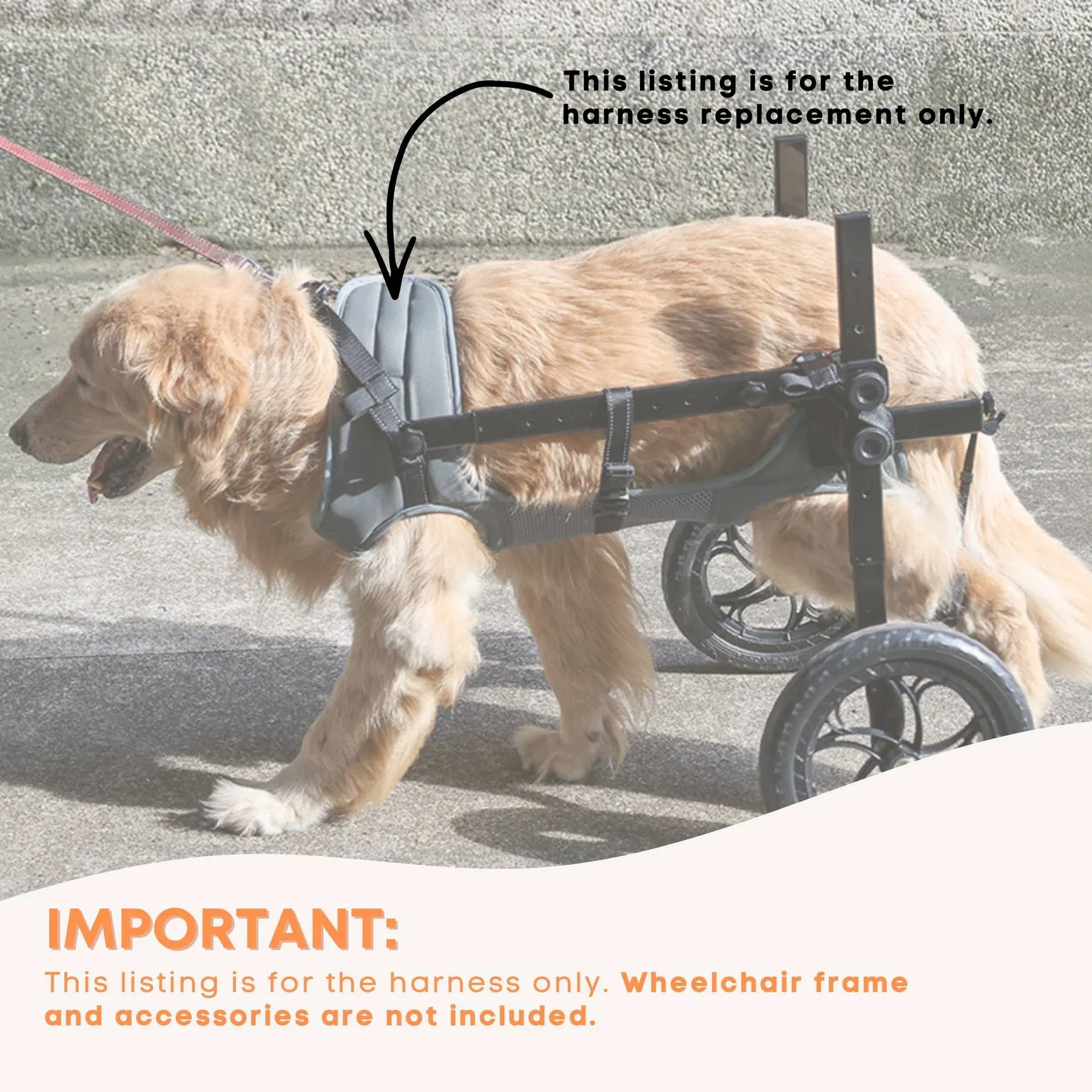 Rooster Farms Dog Wheelchair Replacement Harness Adjustable - XXL