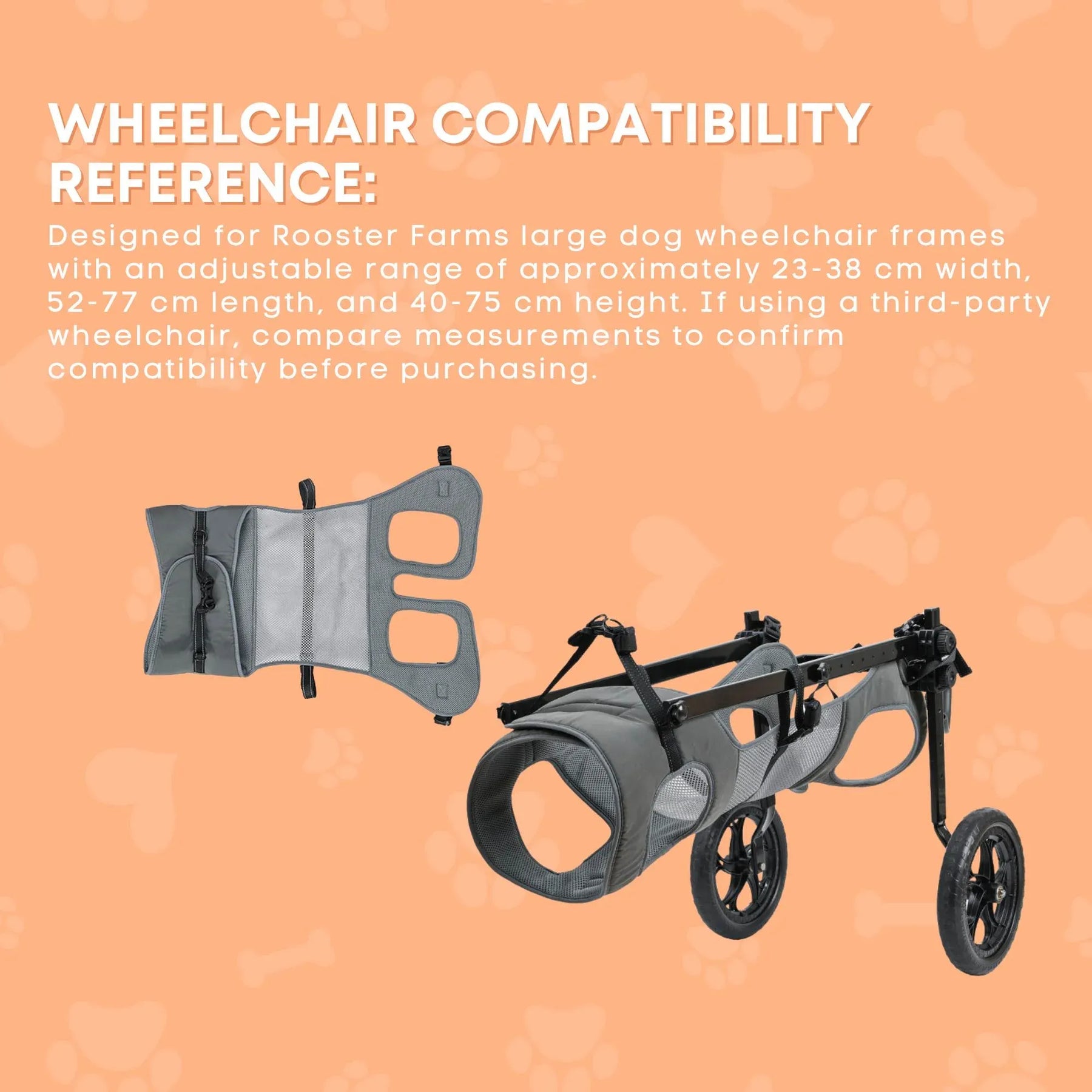 Rooster Farms Dog Wheelchair Replacement Harness Adjustable - XXL