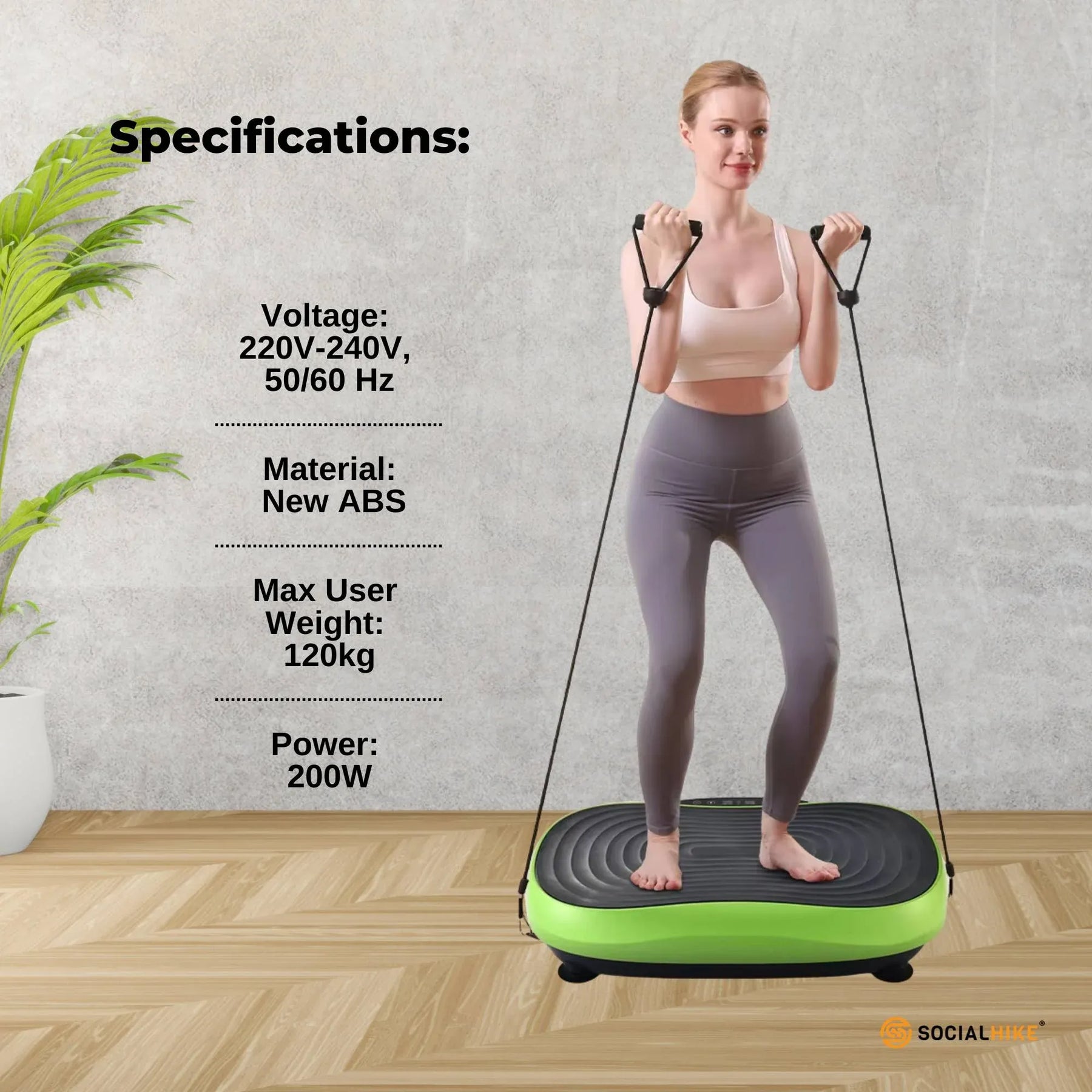 Social Hike KW566 55cm Vibration Plate Machine - Green