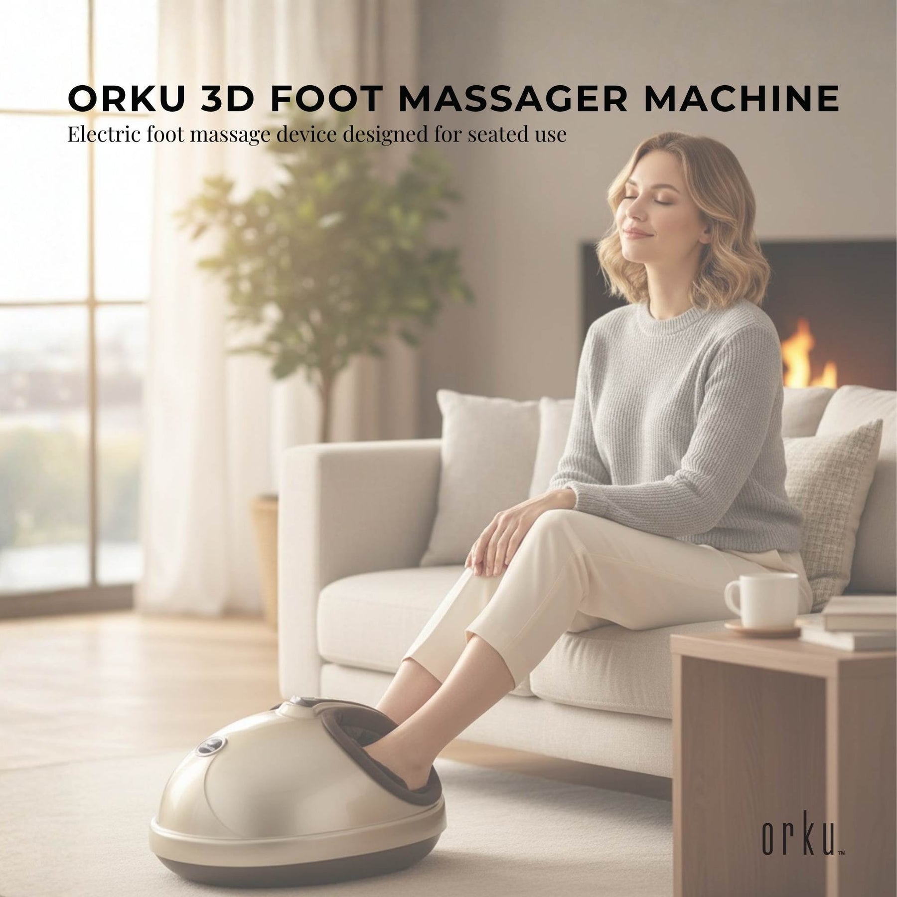 Orku 3D Shiatsu Foot Massager Machine with Heat Kneading Air Compression Champagne Gold - SuperSaverAU - view 2