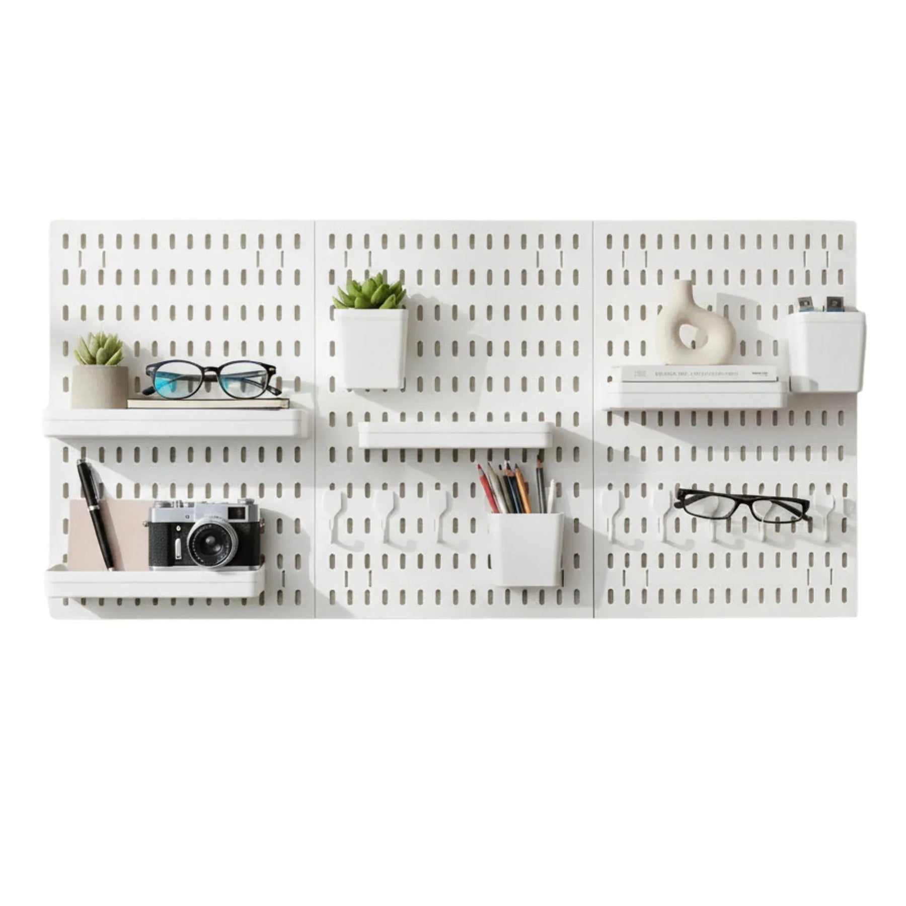 Kitchee Pegboard Wall Organiser Storage Kit 18 Hook and Basket Accessories White - SuperSaverAU - view 1