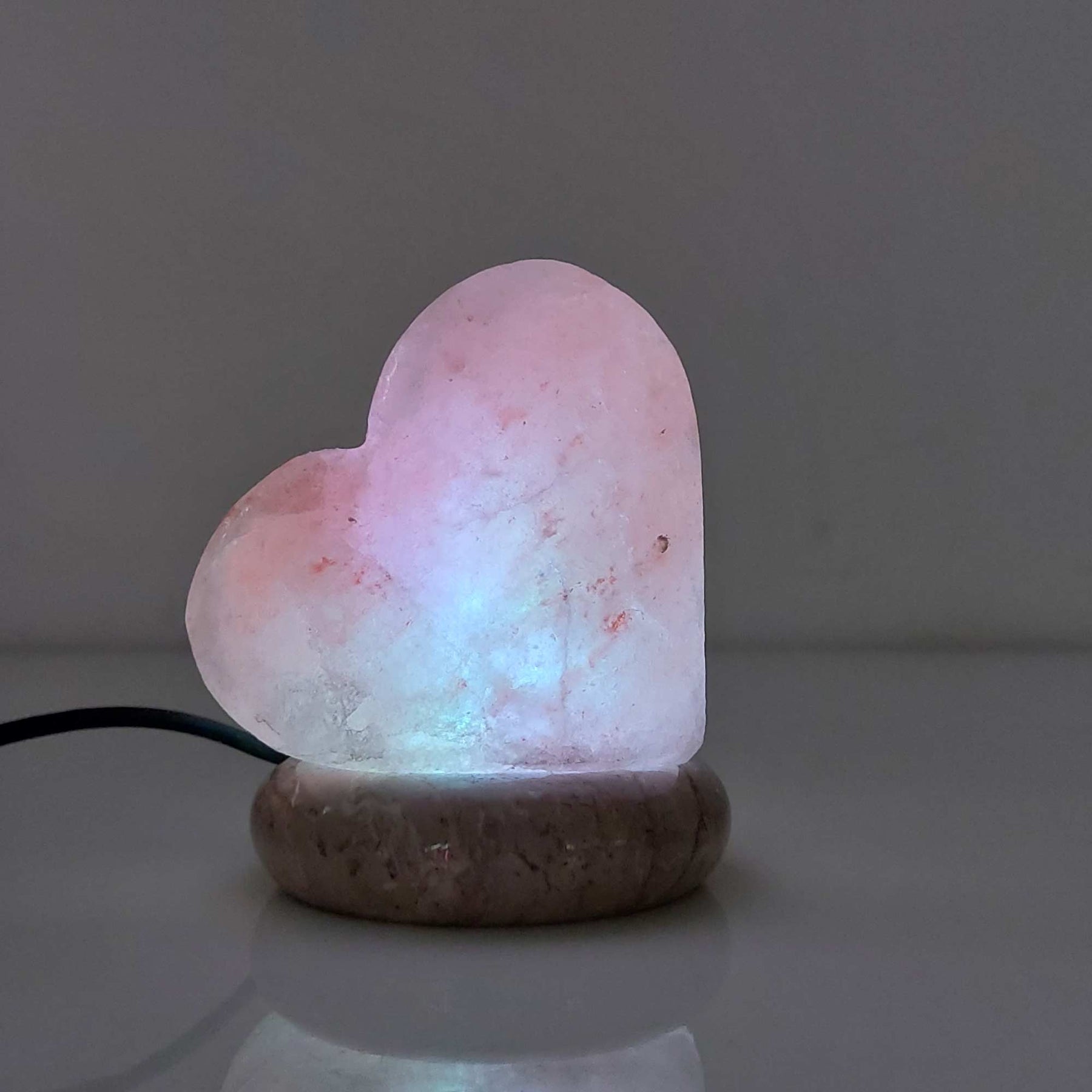 Premium Himalayan Pink Salt Lamp with Colour Changing LED - Heart USB