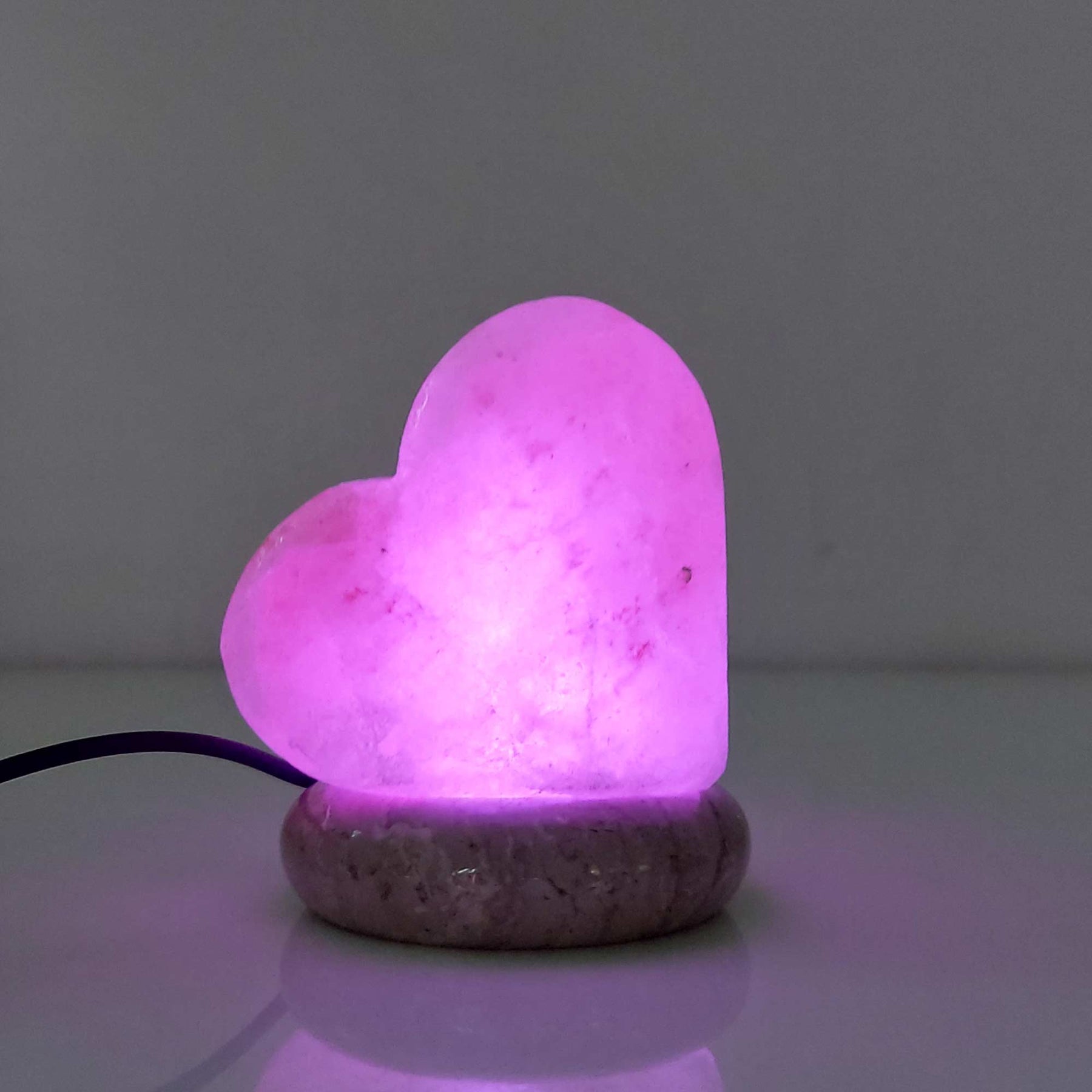 Premium Himalayan Pink Salt Lamp with Colour Changing LED - Heart USB