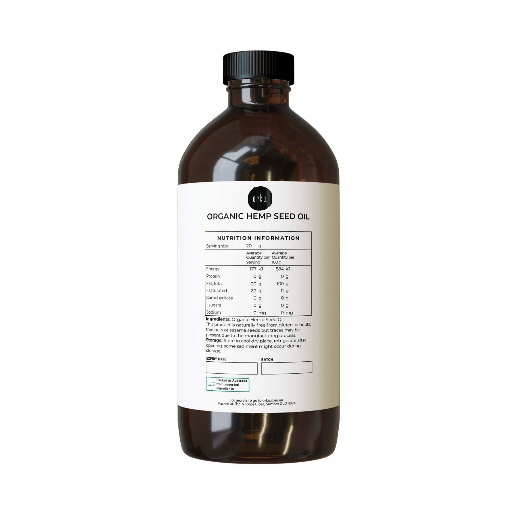 Orku 500ml Organic Hemp Seed Oil - Cold Pressed Food Grade Oils - SuperSaverAU - view 1