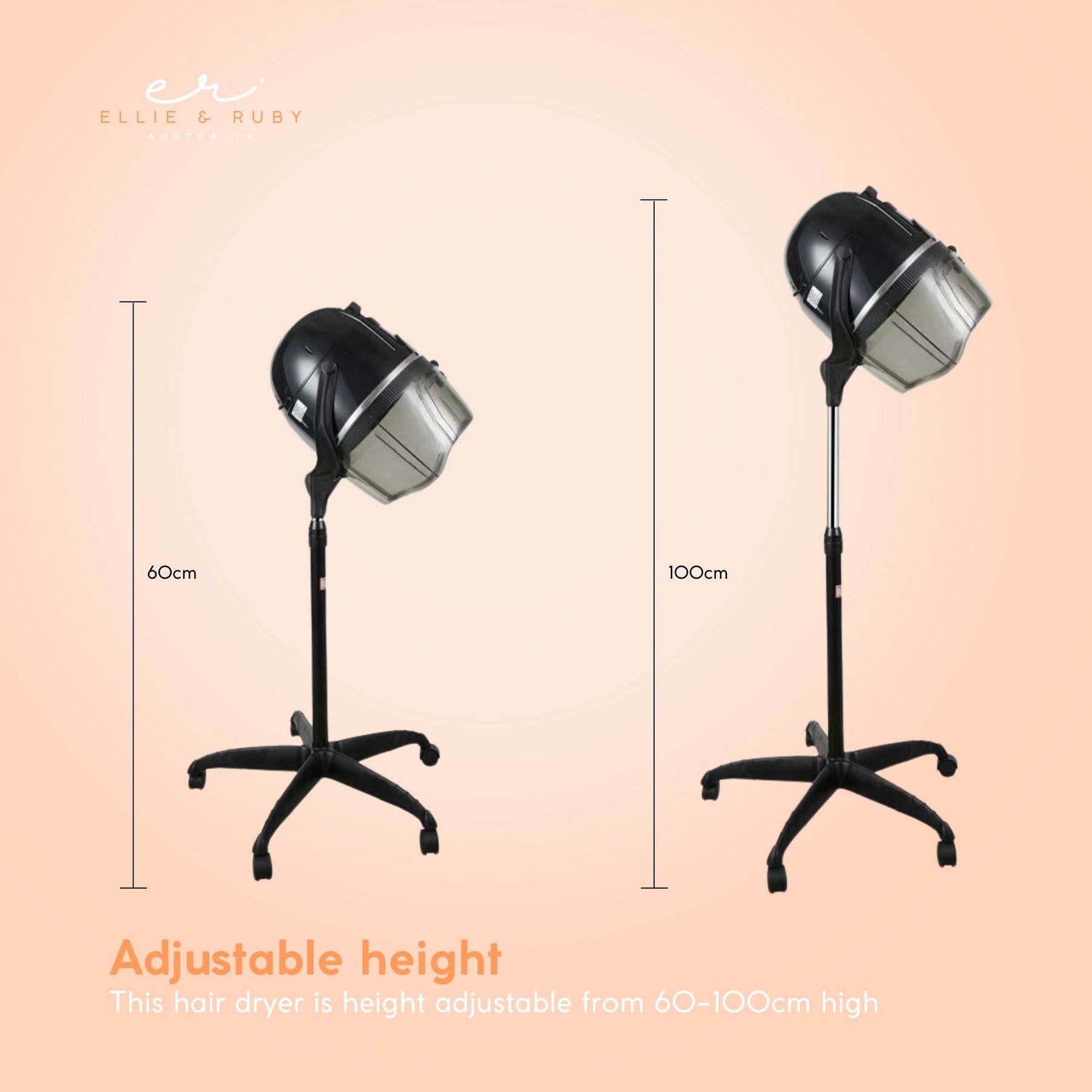 Ellie & Ruby Adjustable Free Standing Salon Hair Dryer Hood 1000W with Timer and Thermostat - SuperSaverAU - view 3
