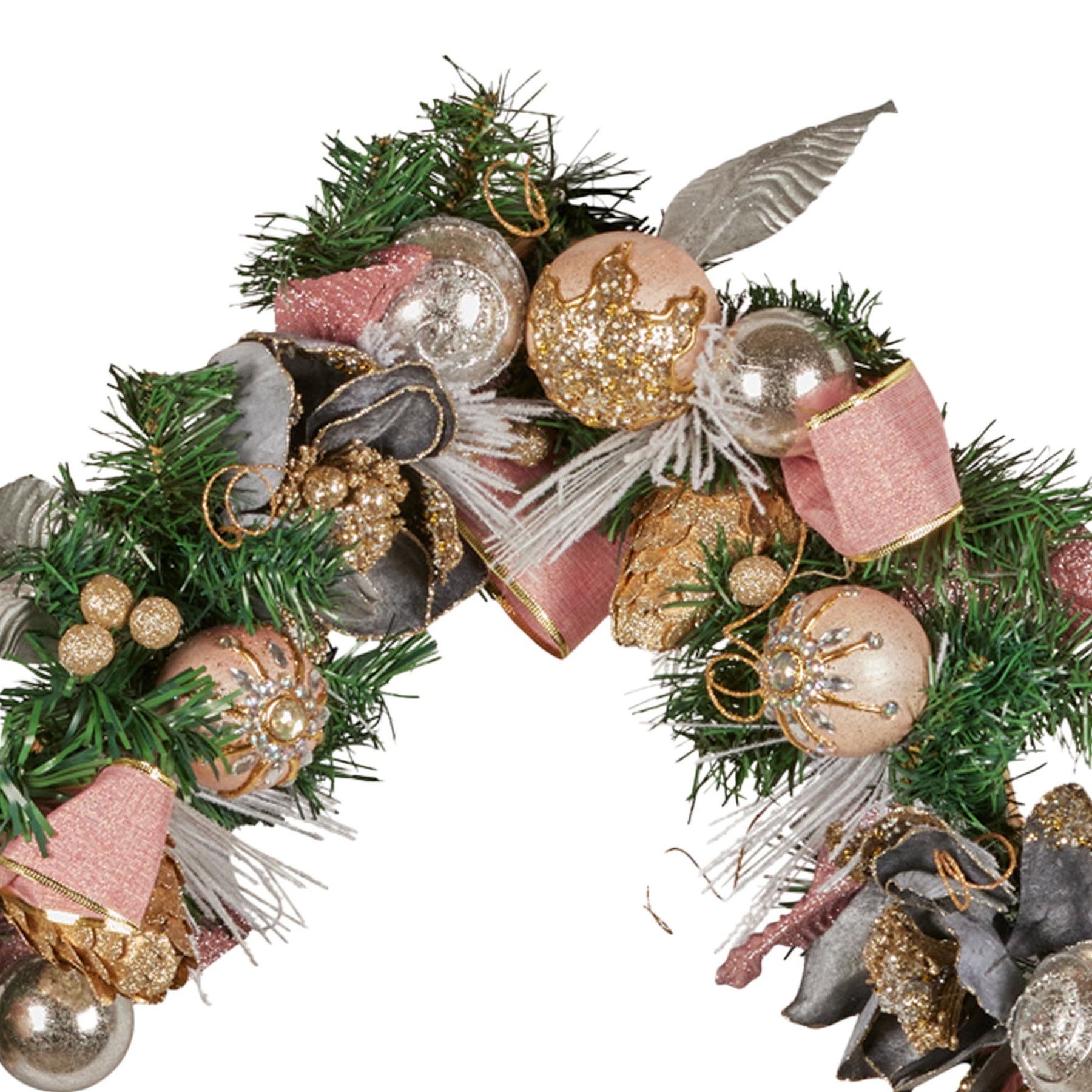 Christabelle Premium 1.8m Christmas Garland Jewelled Baubles & Berries Tree Decoration Ornament Pink Silver Gold - SuperSaverAU - view 3