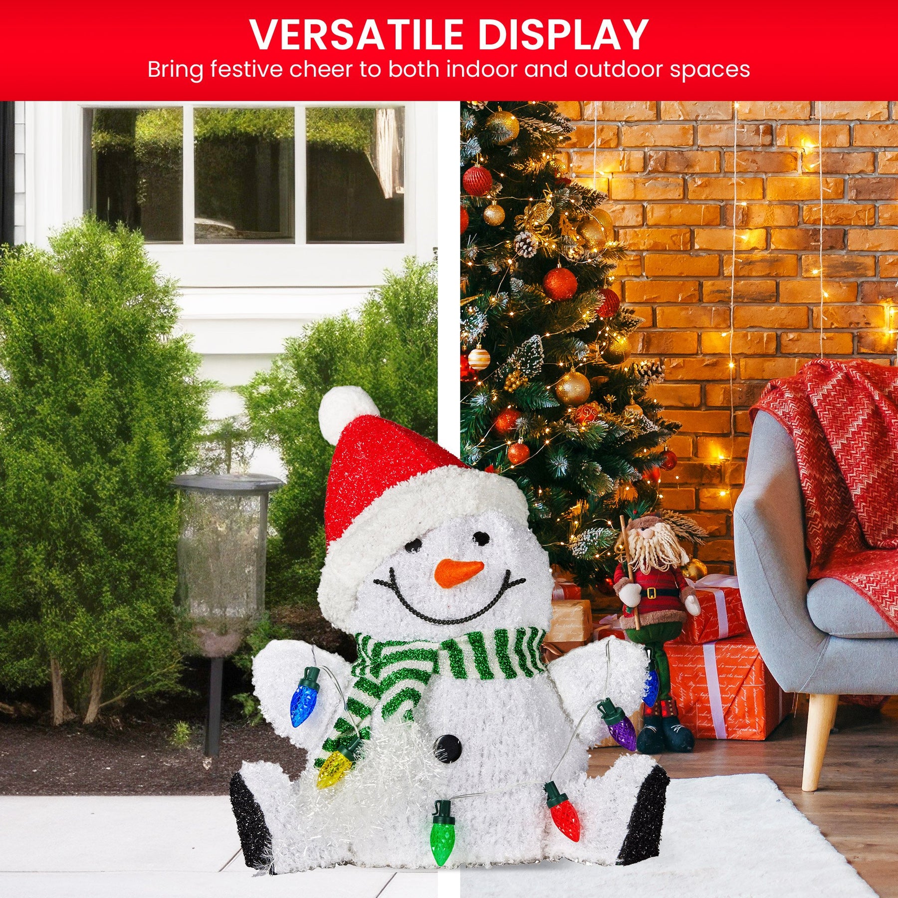 Christabelle Sitting Christmas Snowman Display With Lights - 40cm - SuperSaverAU - view 3