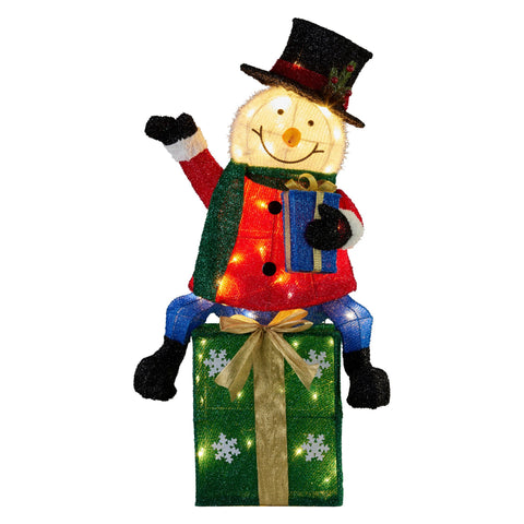 Christabelle 85cm Christmas Snowman On Presents Display with Lights - SuperSaverAU - view 1