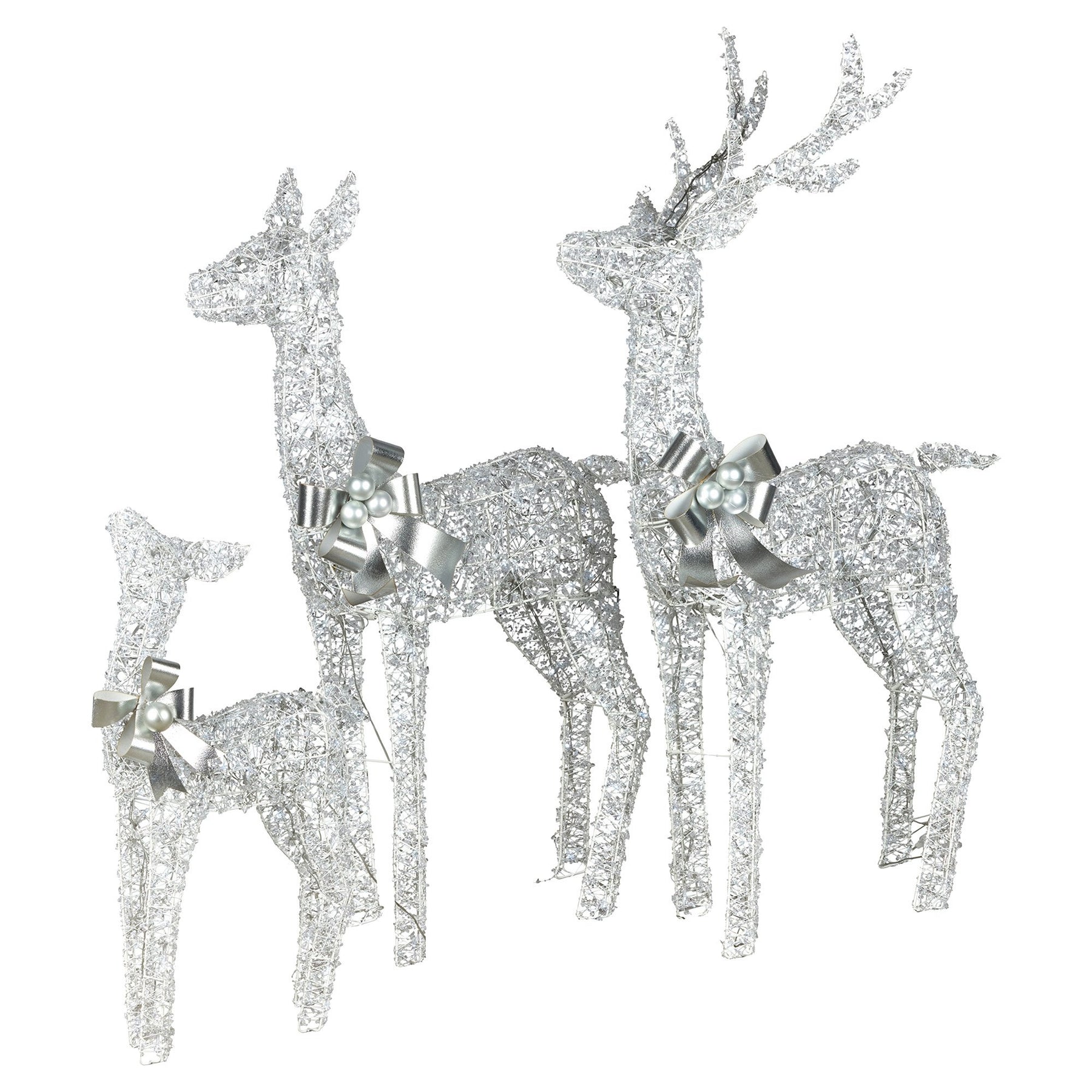 Christabelle Christmas Reindeer Display Set 3 Indoor & Outdoor Decorations Acrylic Beads Cool White LED Lights Silver - SuperSaverAU - view 3
