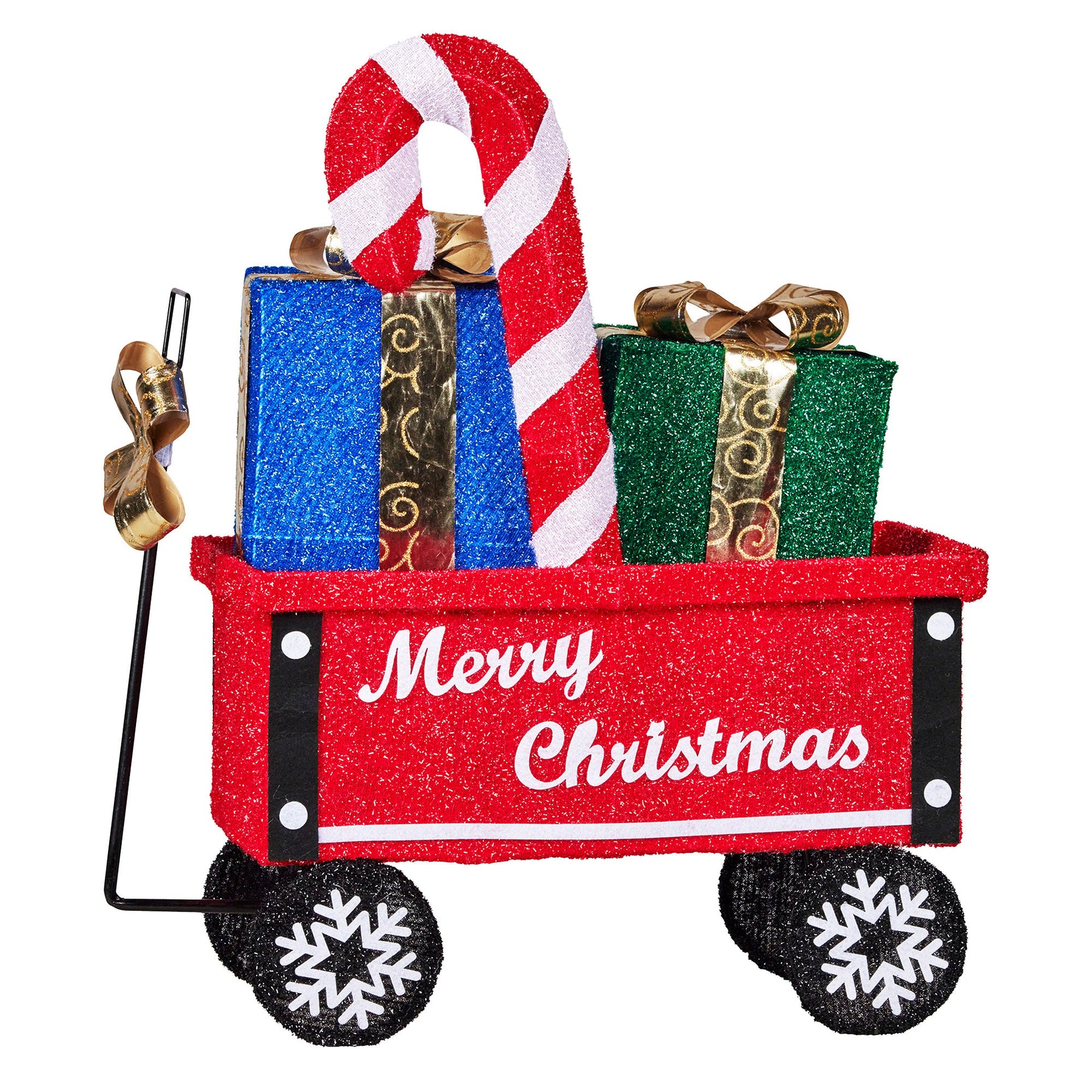 Christabelle Christmas Cart Display w/Candy Cane & Presents Warm White LED Lights Wire Frame Structure Indoor & Outdoor - SuperSaverAU - view 3