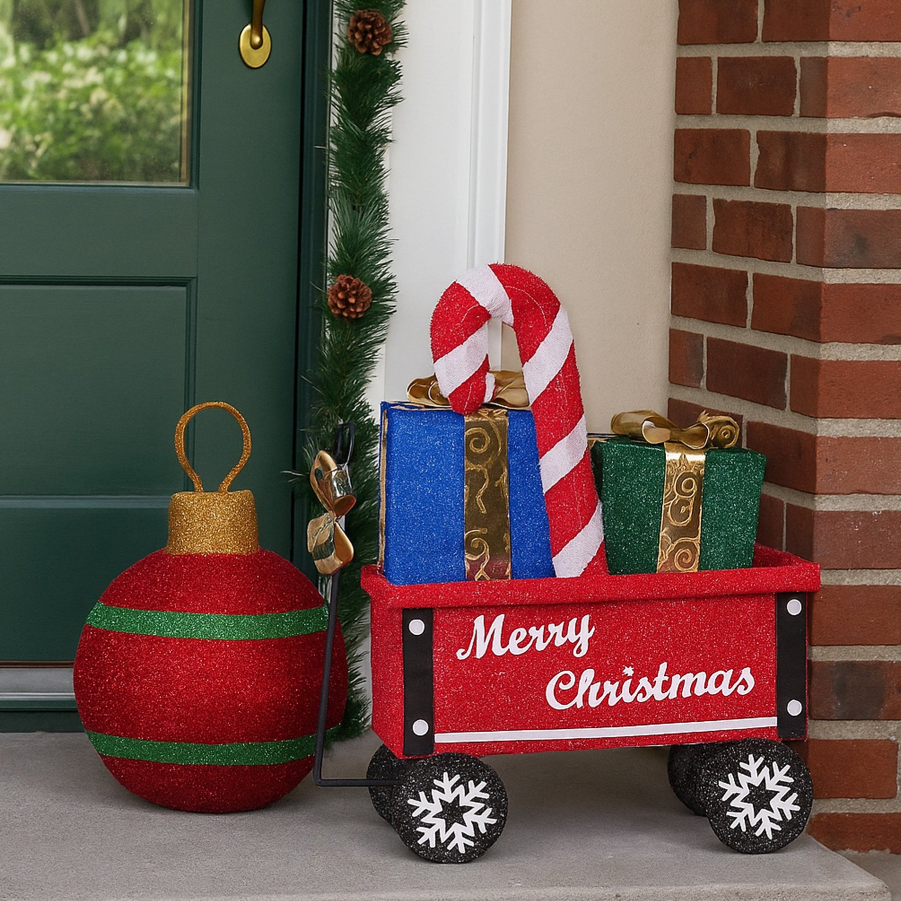 Christabelle Christmas Cart Display w/Candy Cane & Presents Warm White LED Lights Wire Frame Structure Indoor & Outdoor - SuperSaverAU - view 8