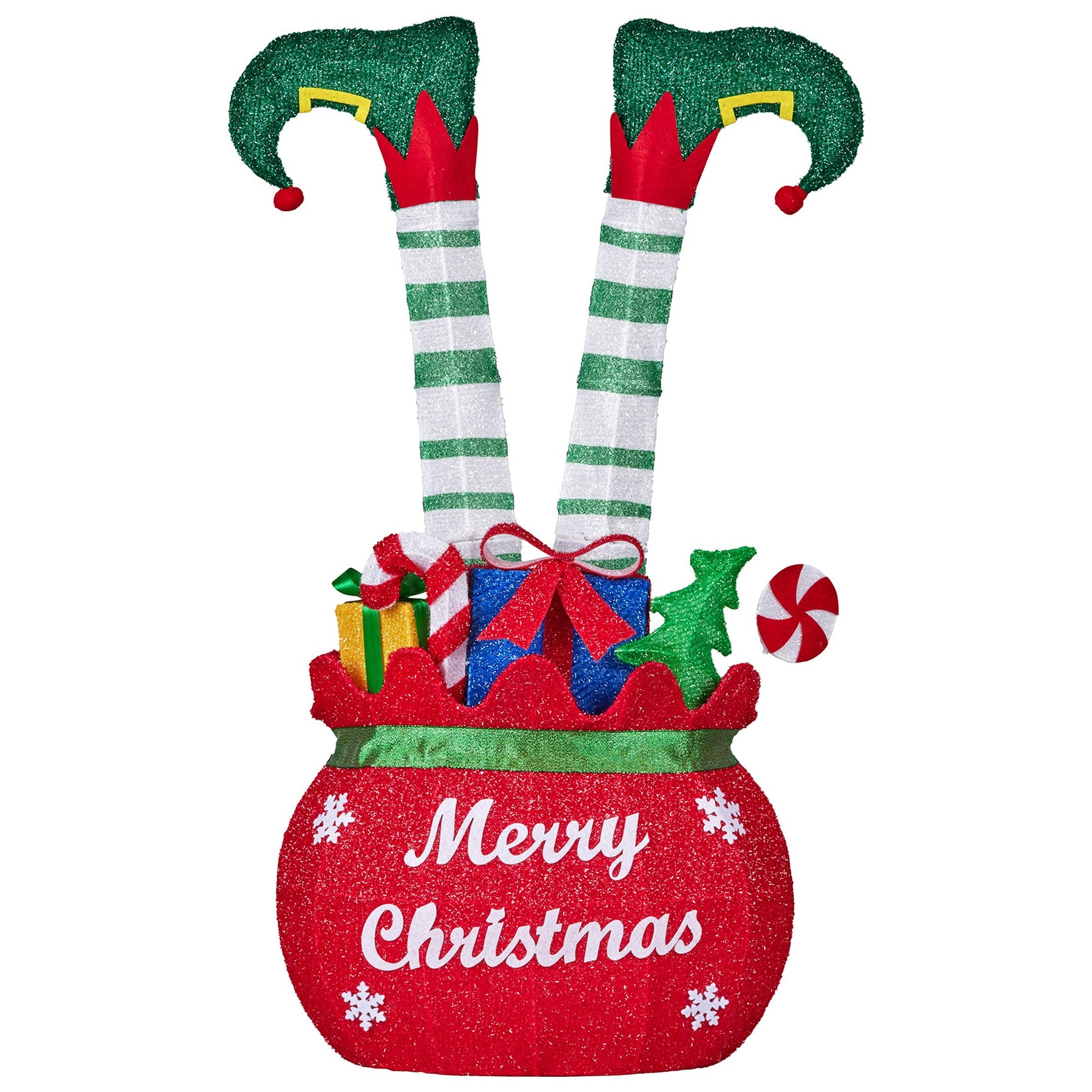Christabelle Elf in Gift Sack Christmas Display Warm White LED Lights 86cm for Decoration w/Wire Frame Construction - SuperSaverAU - view 3
