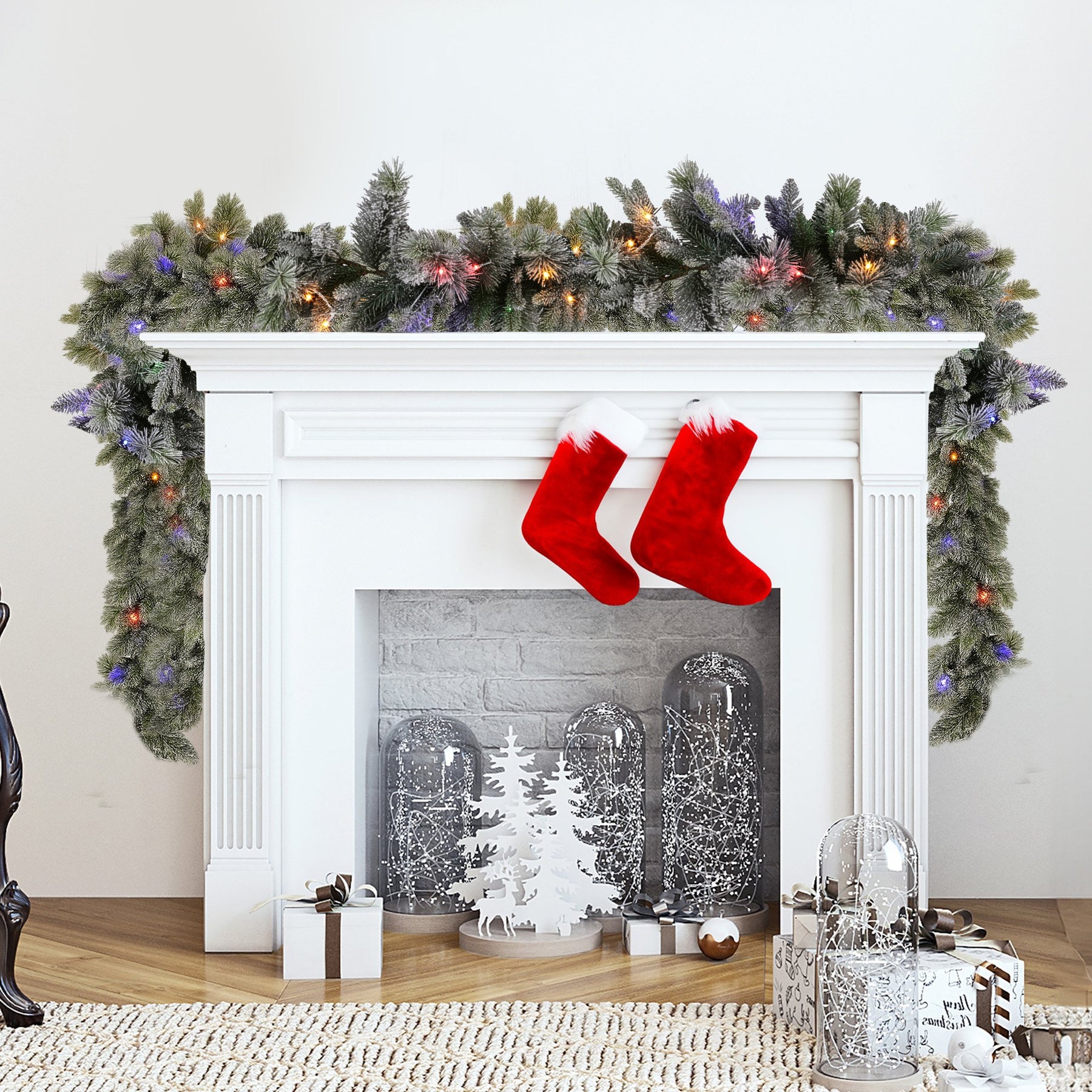 Christabelle 2.7m Christmas Garland Snowy with LED Lights Stamford Spruce Tree Decoration Ornament - SuperSaverAU - view 3