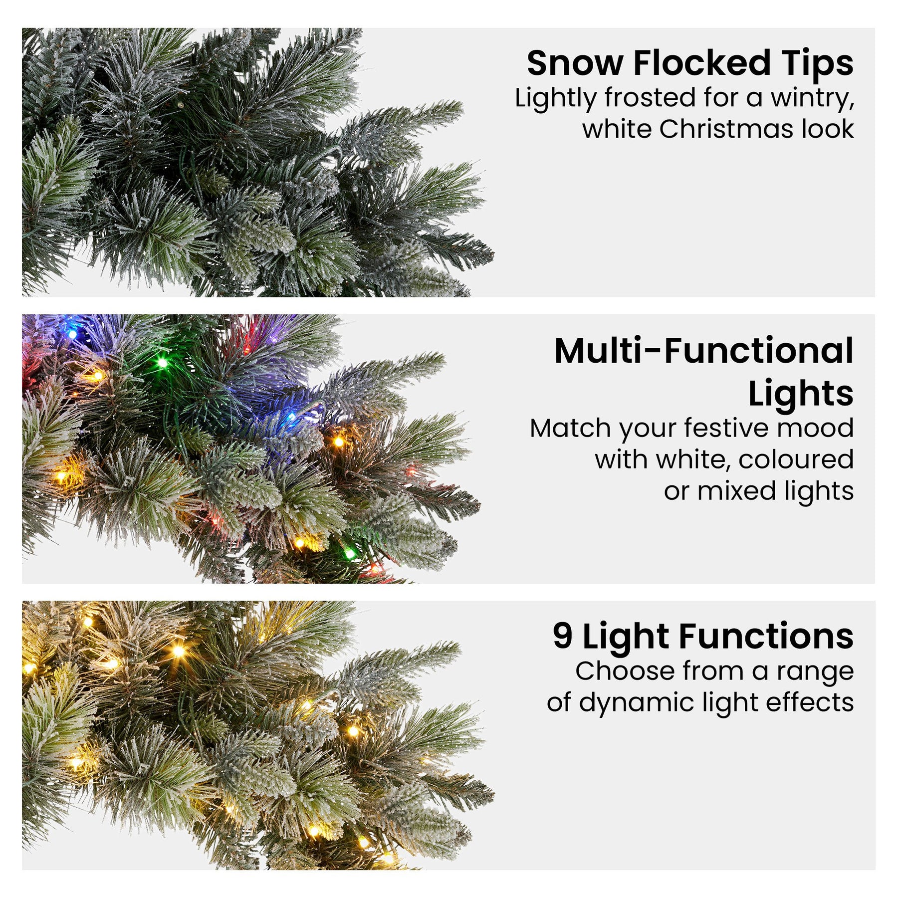 Christabelle 61cm Christmas Wreath Snowy Stamford Spruce with Coloured LED Lights Front Door Decoration Ornament - SuperSaverAU - view 4