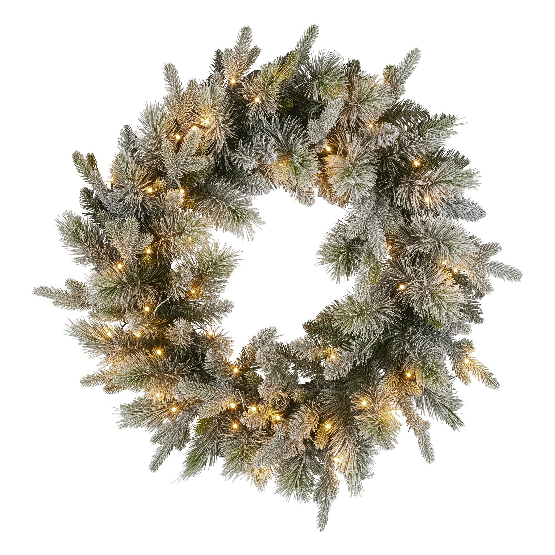 Christabelle 76cm Christmas Wreath Snowy Stamford Spruce with LED Lights Front Door Decoration Ornament - SuperSaverAU - view 1