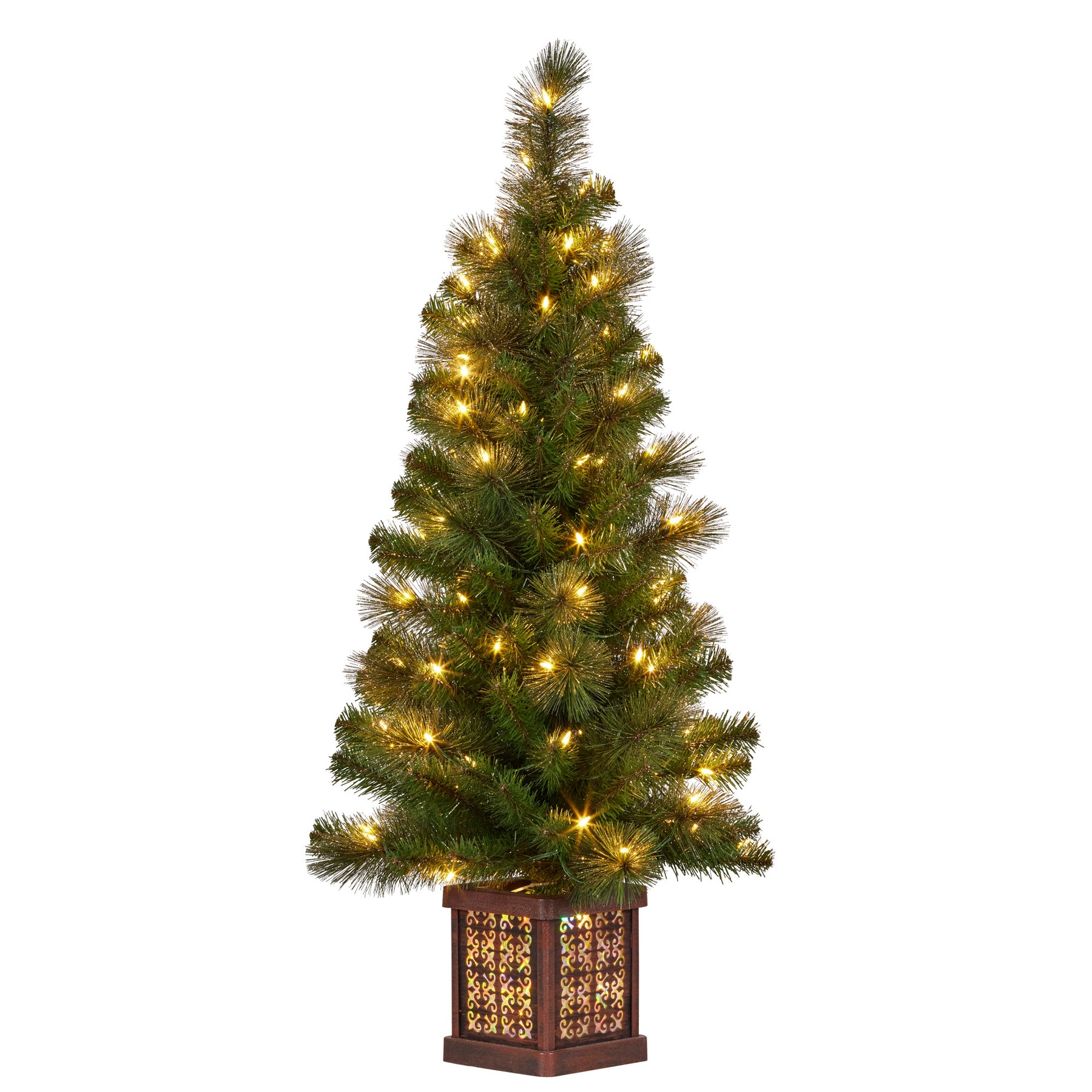 Christabelle 4ft Christmas Tree Glittery Gold Pine Led Multi Lights Xmas Decor - SuperSaverAU - view 2