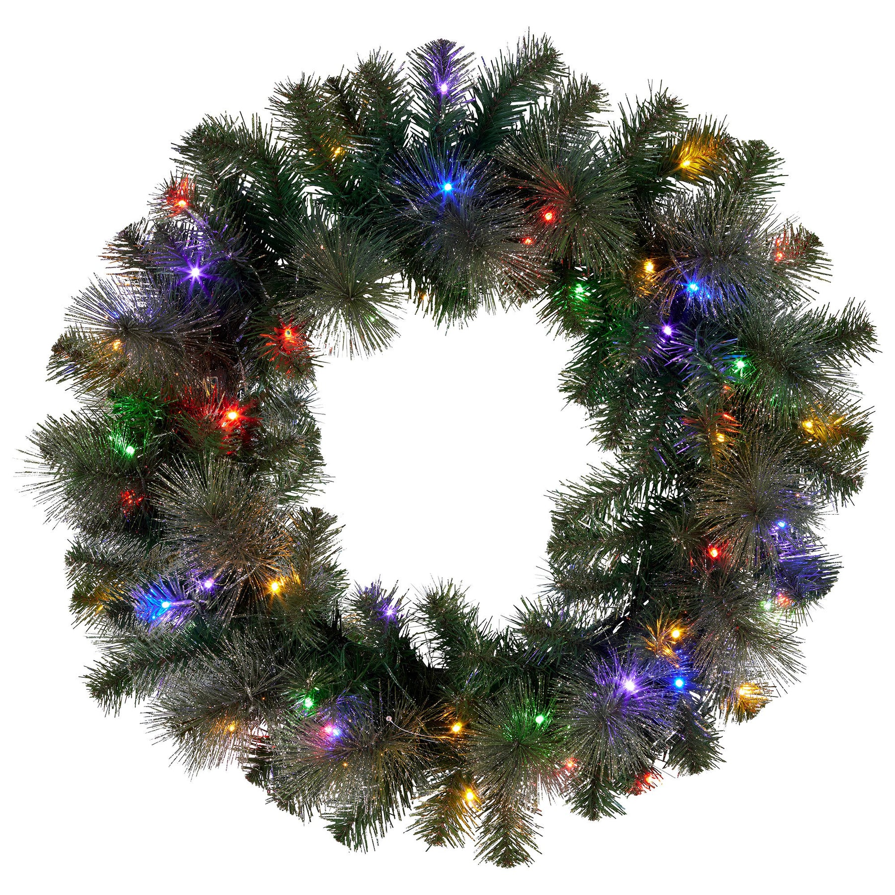 Christabelle 61cm Christmas Wreath with LED Lights Glittery Gold Pine re-Lit Front Door Decoration Ornament - SuperSaverAU - view 1