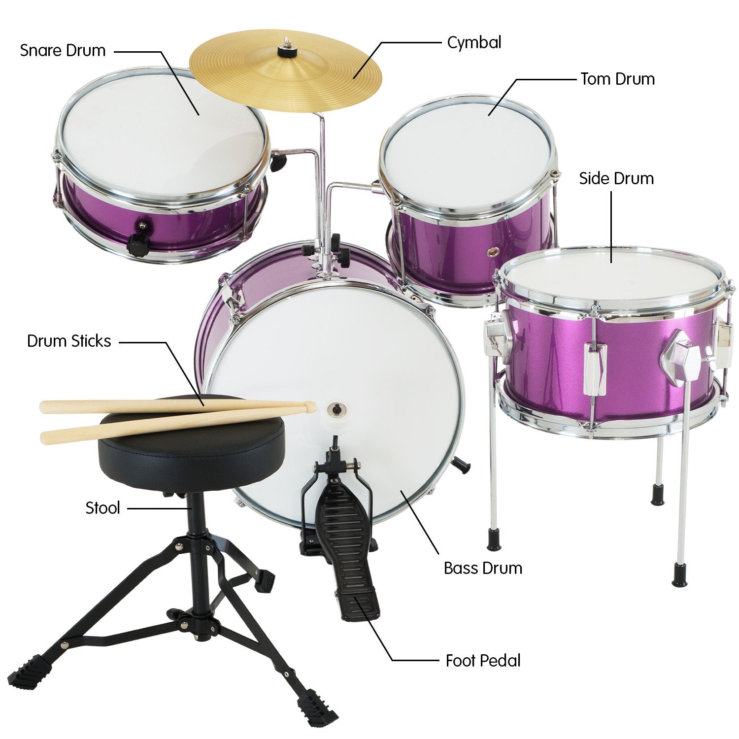 Karrera Children's 4pc Drum Kit - Purple