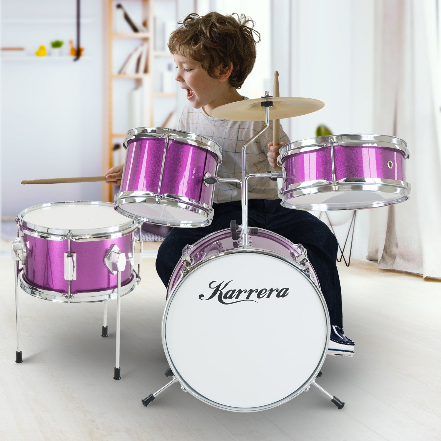 Karrera Children's 4pc Drum Kit - Purple