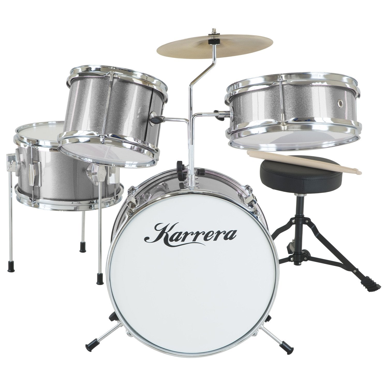 Karrera Children's 4pc Drum Kit - Silver