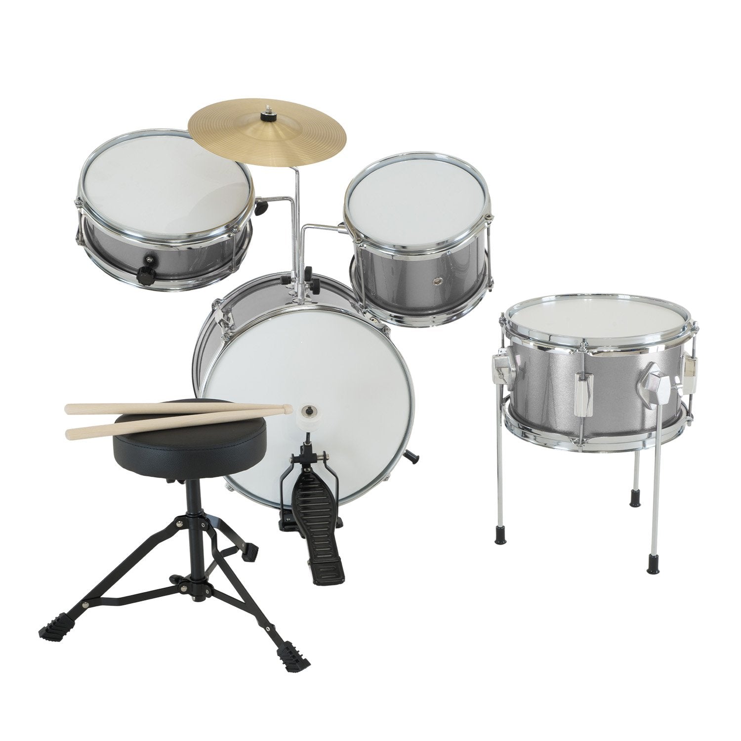 Karrera Children's 4pc Drum Kit - Silver