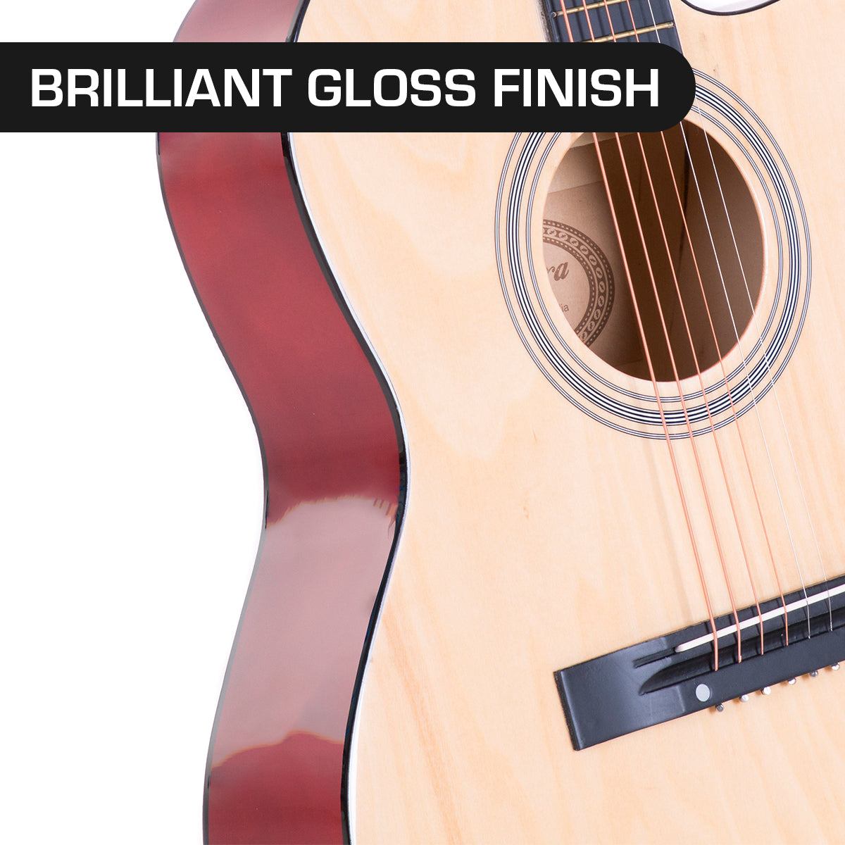 Karrera 40in Acoustic Cutaway Guitar Set - Natural