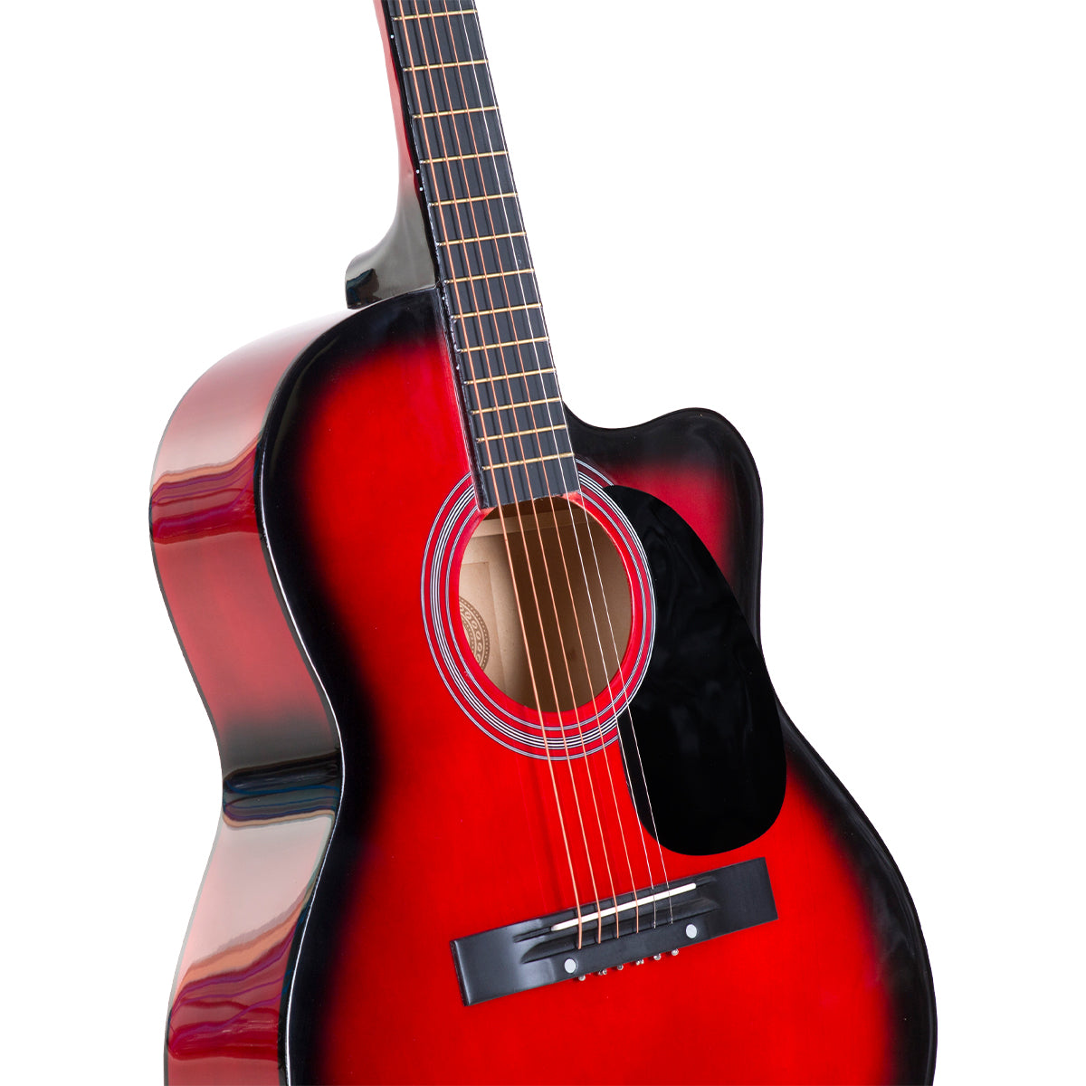 Karrera 40in Acoustic Cutaway Guitar Set - Red