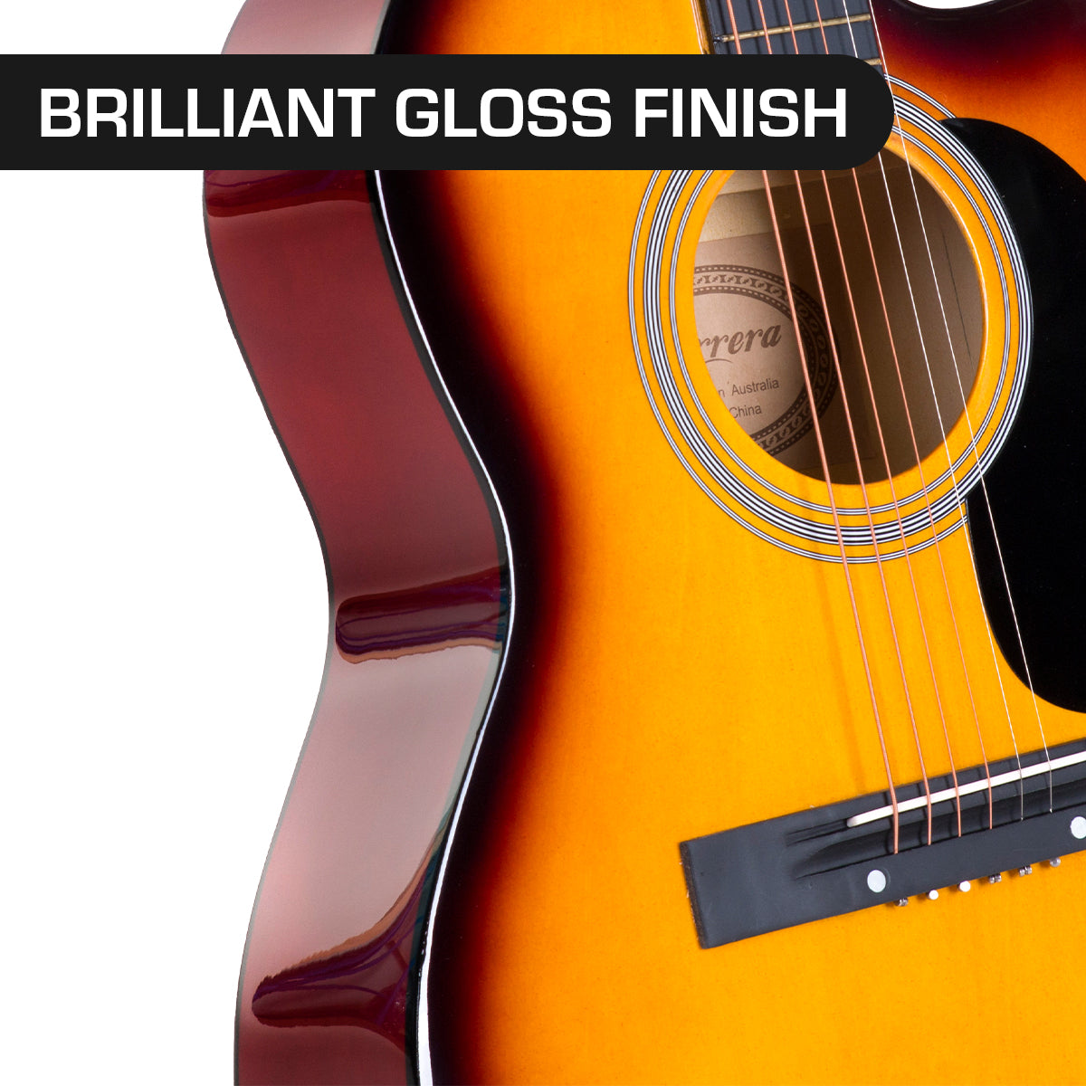 Karrera 40in Acoustic Cutaway Guitar Set - Sunburst