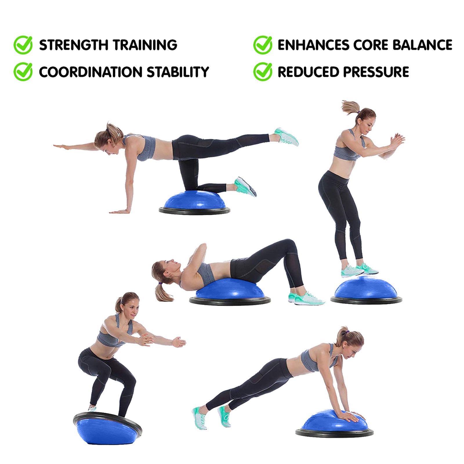 Powertrain Fitness Yoga Ball Home Gym Workout Balance Trainer Blue - SuperSaverAU - view 6