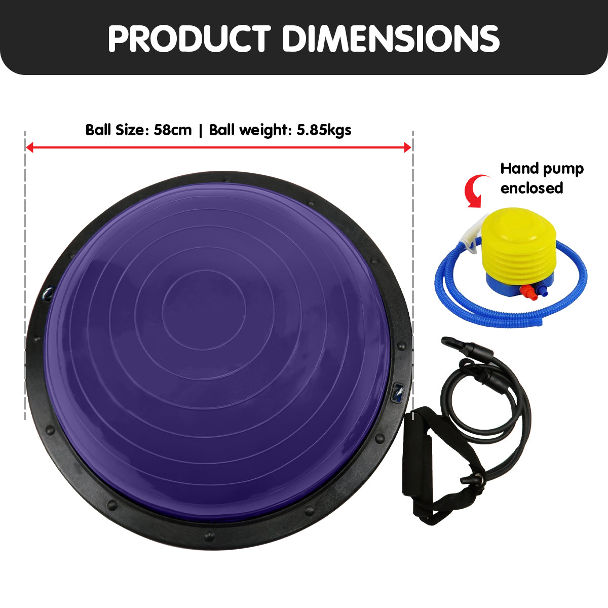 Powertrain Fitness Yoga Ball Home Gym Workout Balance Trainer Purple - SuperSaverAU - view 3